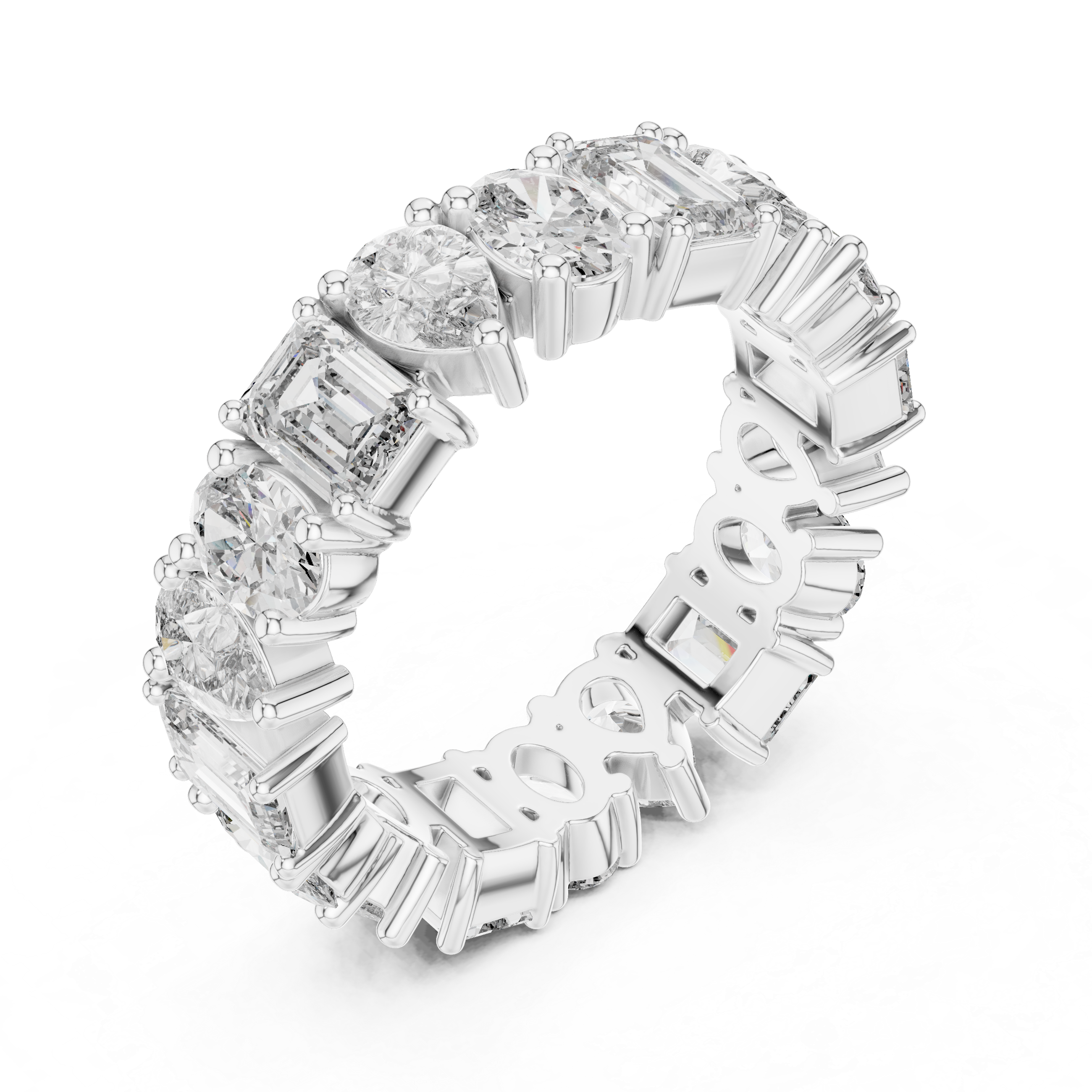 Gold 4Ct Mixed Shape Prong Eternity Lab Grown Diamond Ziora Ring