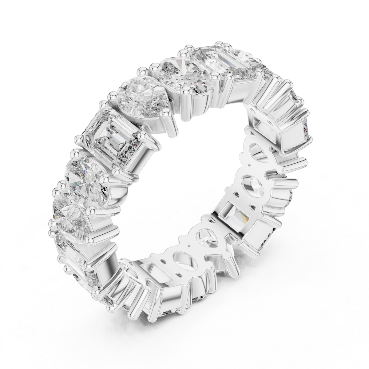 Gold 4Ct Mixed Shape Prong Eternity Lab Grown Diamond Ziora Ring
