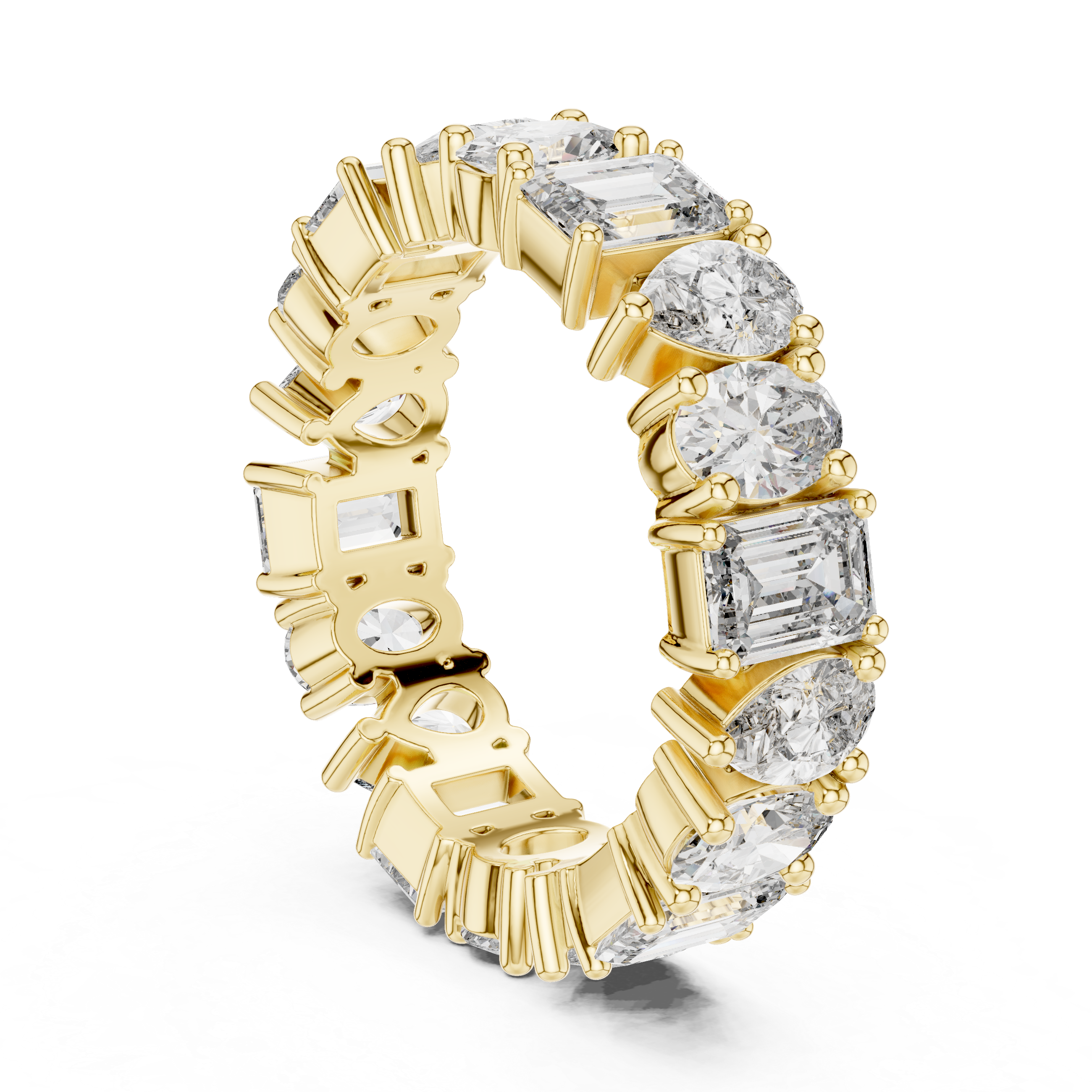Gold 4Ct Mixed Shape Prong Eternity Lab Grown Diamond Ziora Ring