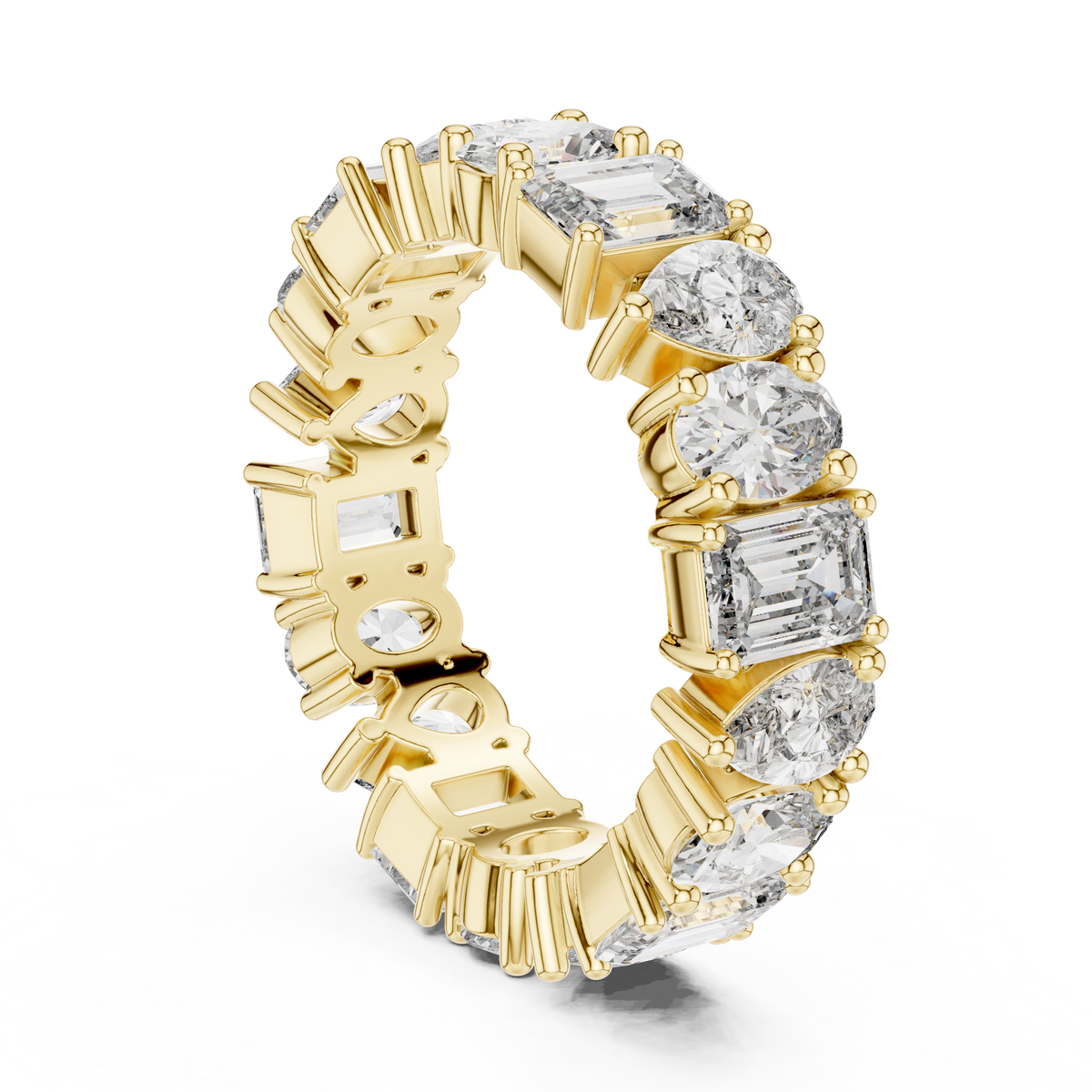 Gold 4Ct Mixed Shape Prong Eternity Lab Grown Diamond Ziora Ring