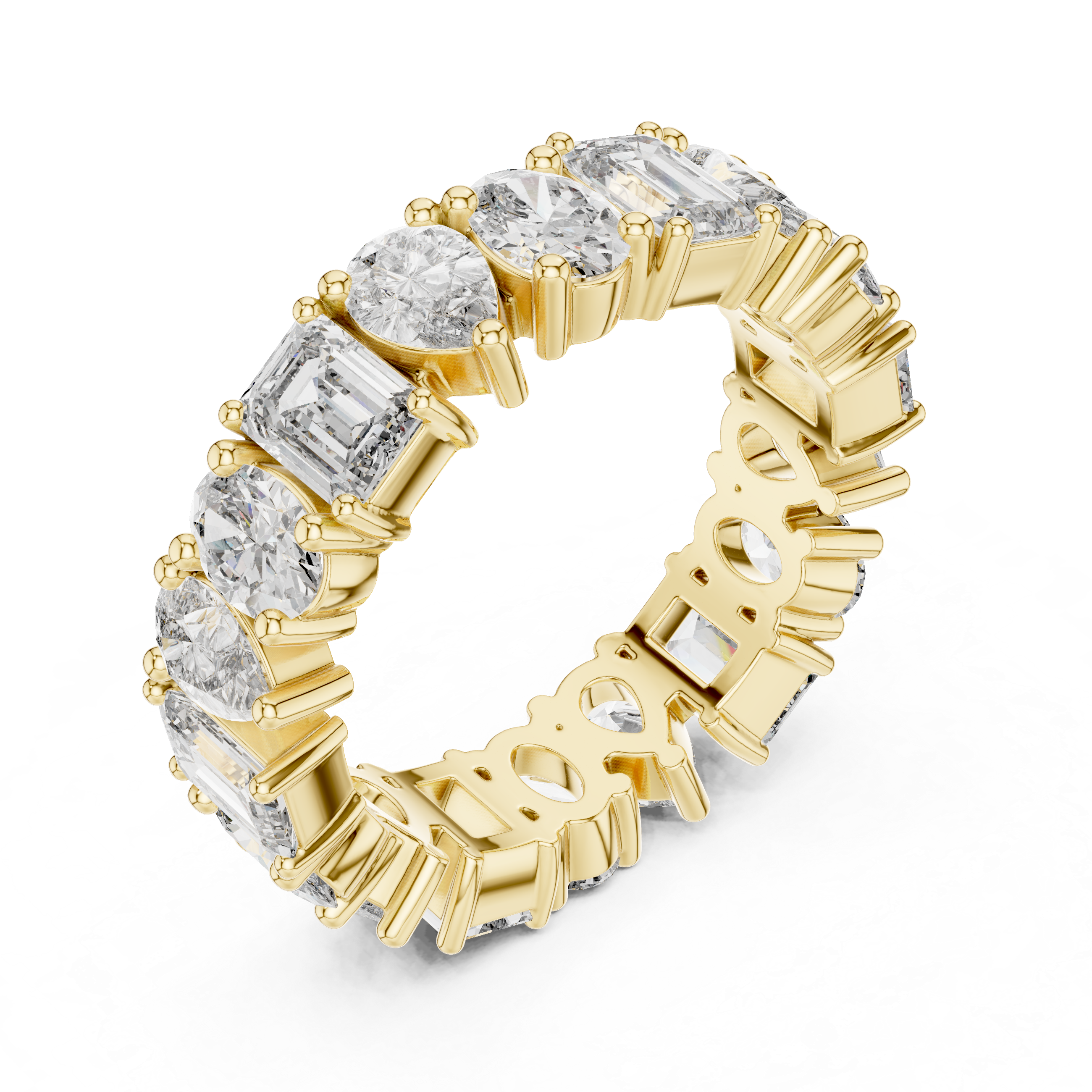 Gold 4Ct Mixed Shape Prong Eternity Lab Grown Diamond Ziora Ring