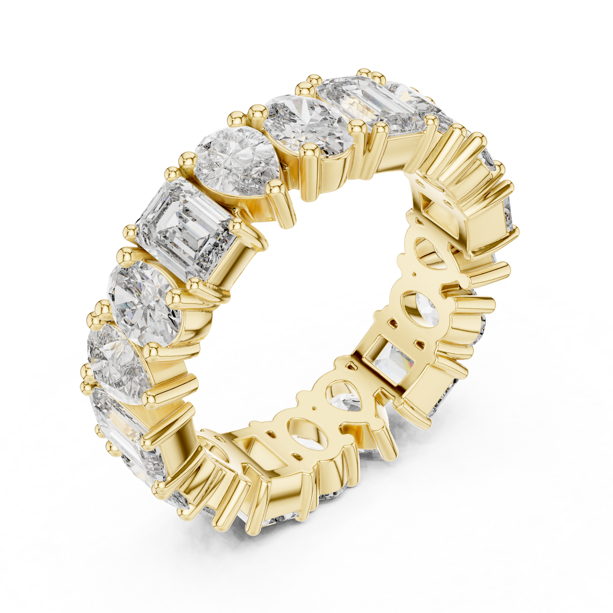 Gold 4Ct Mixed Shape Prong Eternity Lab Grown Diamond Ziora Ring