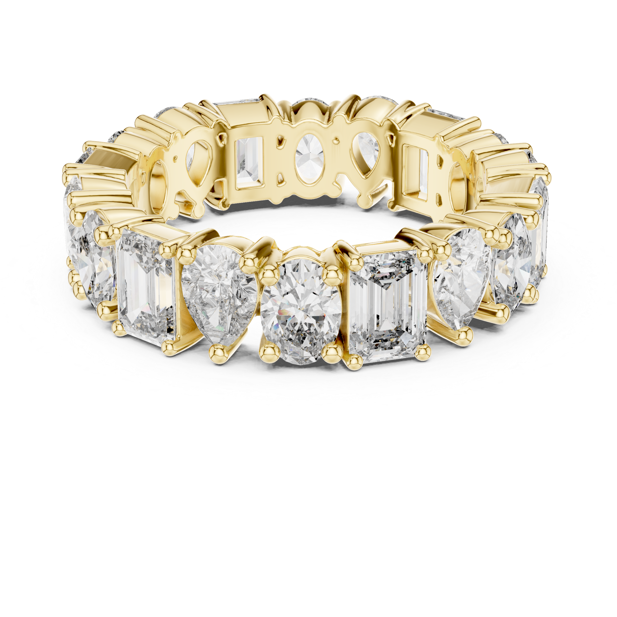 Gold 4Ct Mixed Shape Prong Eternity Lab Grown Diamond Ziora Ring