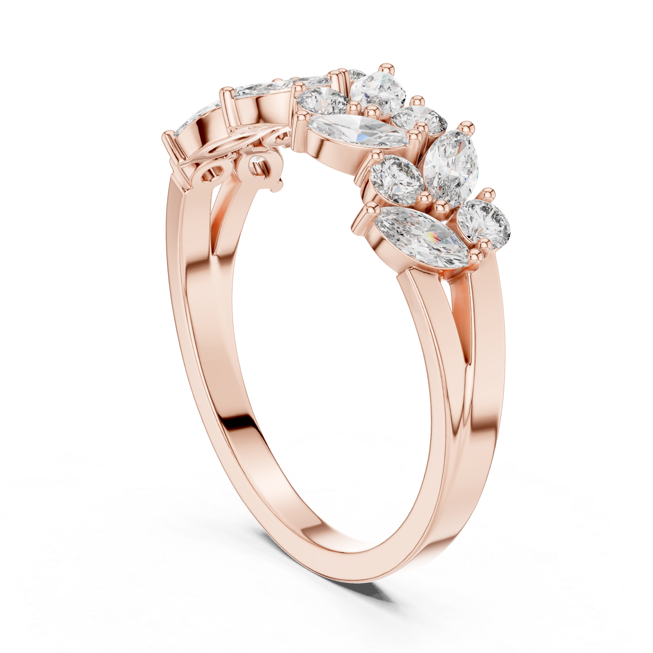 Gold Cluster Prong Marquise Lab Grown Diamond Vaera Ring