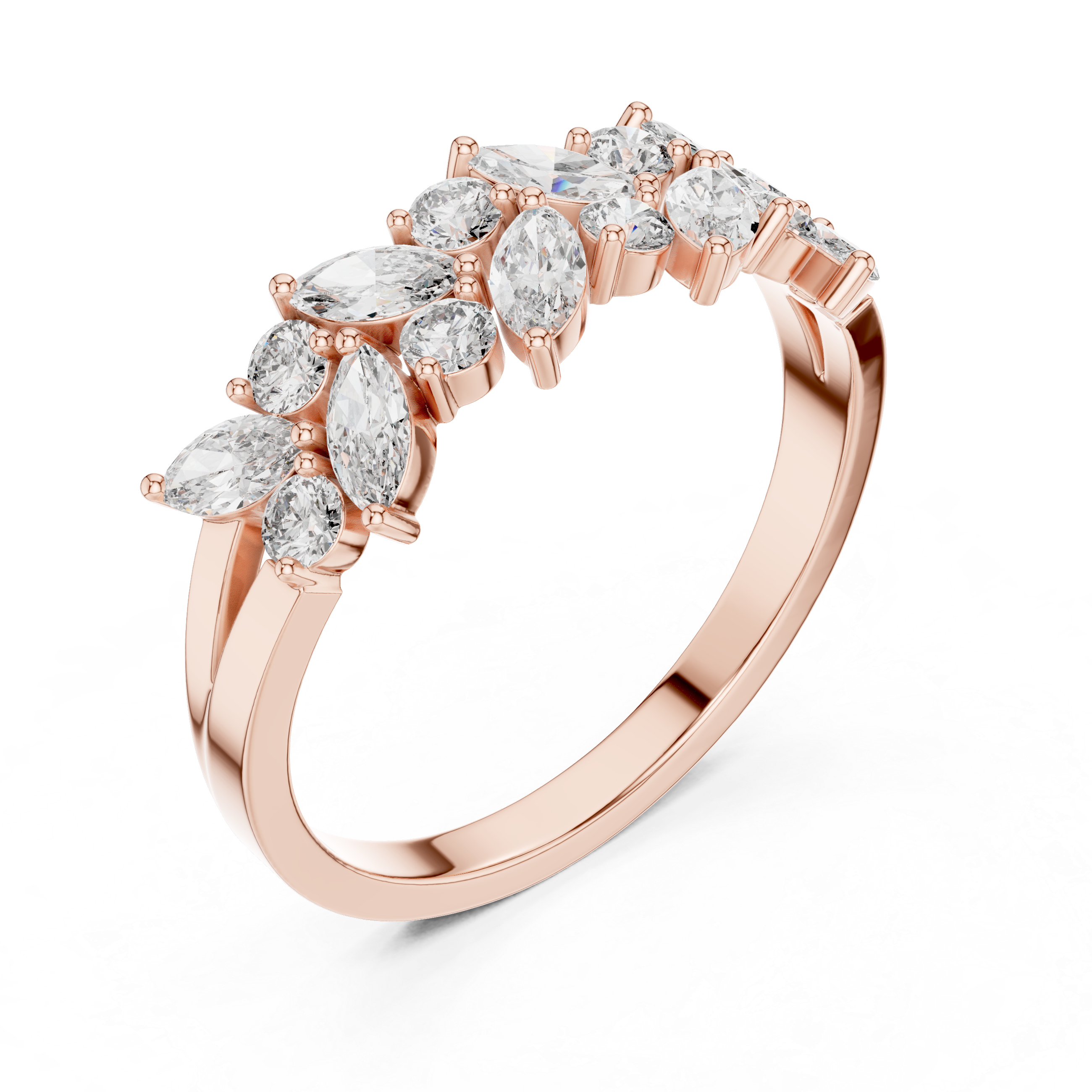 Gold Cluster Prong Marquise Lab Grown Diamond Vaera Ring