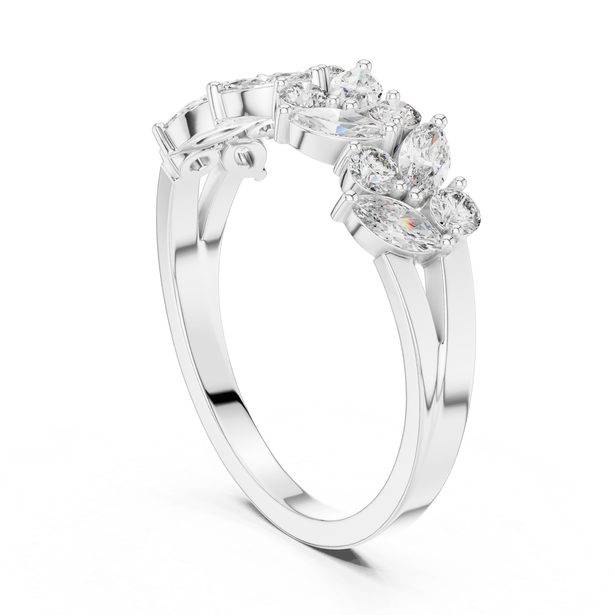 Gold Cluster Prong Marquise Lab Grown Diamond Vaera Ring