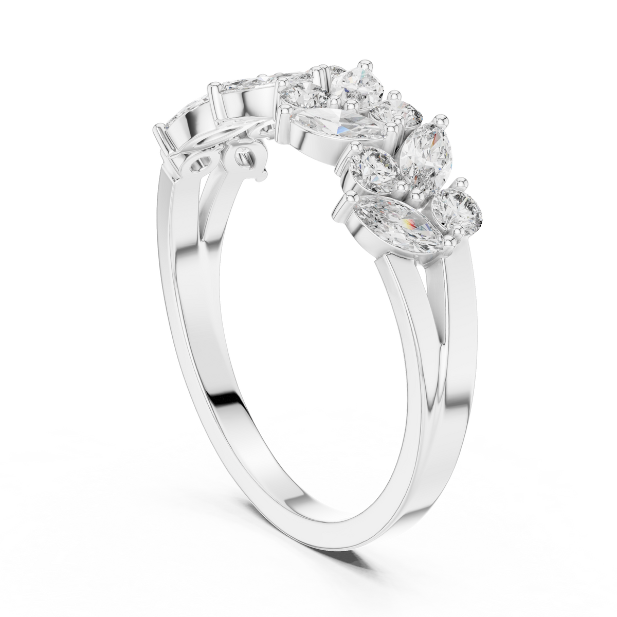 Gold Cluster Prong Marquise Lab Grown Diamond Vaera Ring