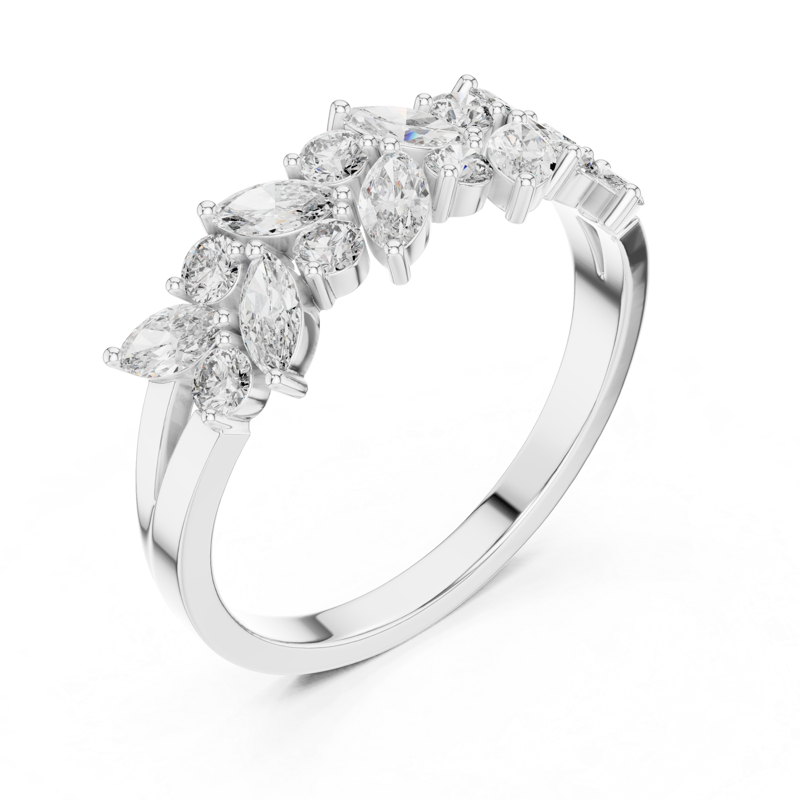 Gold Cluster Prong Marquise Lab Grown Diamond Vaera Ring