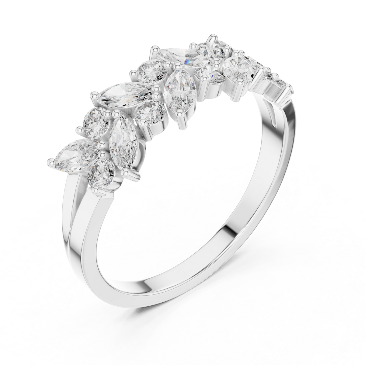 Gold Cluster Prong Marquise Lab Grown Diamond Vaera Ring