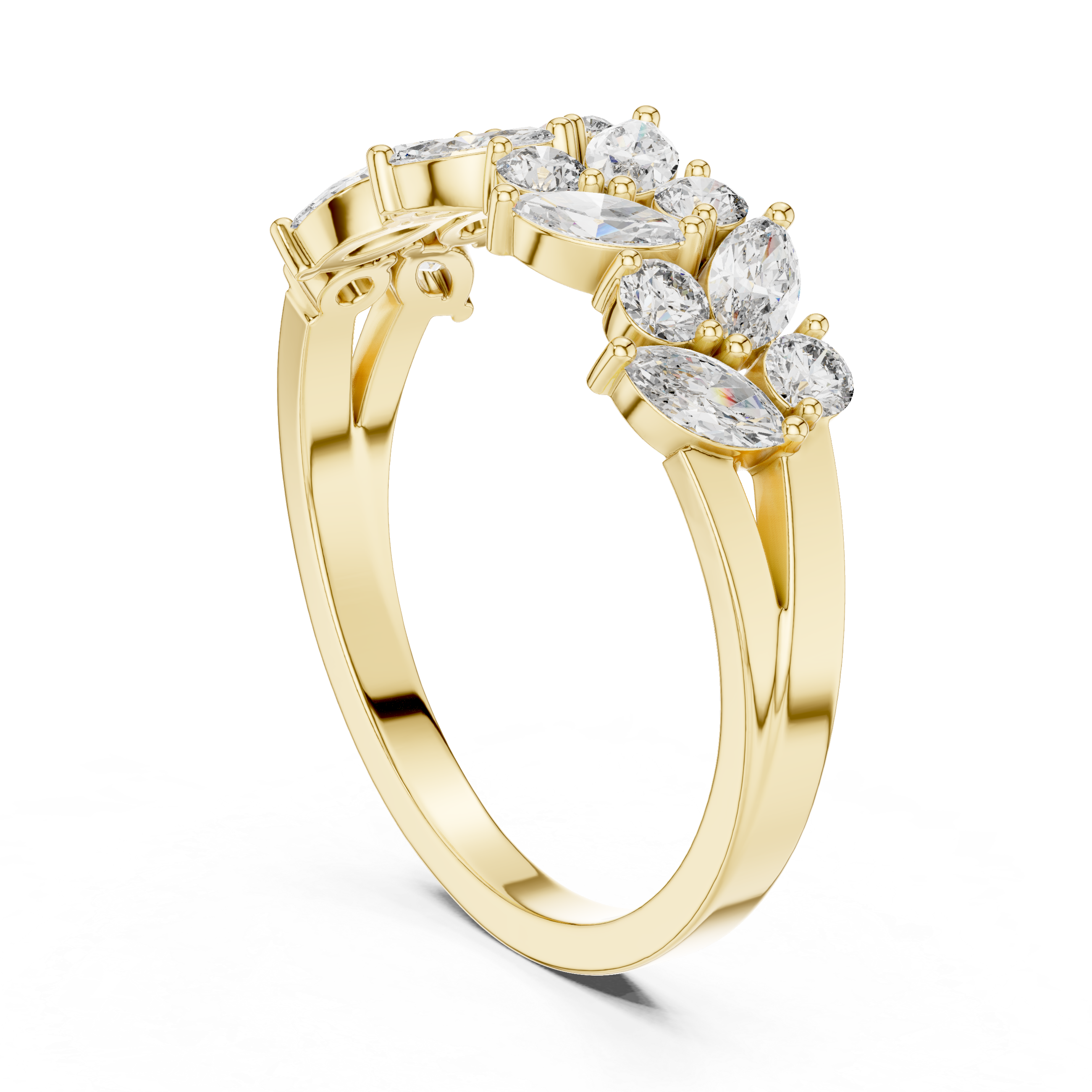 Gold Cluster Prong Marquise Lab Grown Diamond Vaera Ring