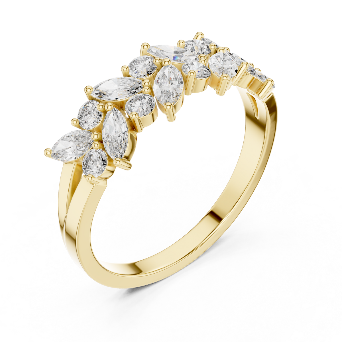 Gold Cluster Prong Marquise Lab Grown Diamond Vaera Ring