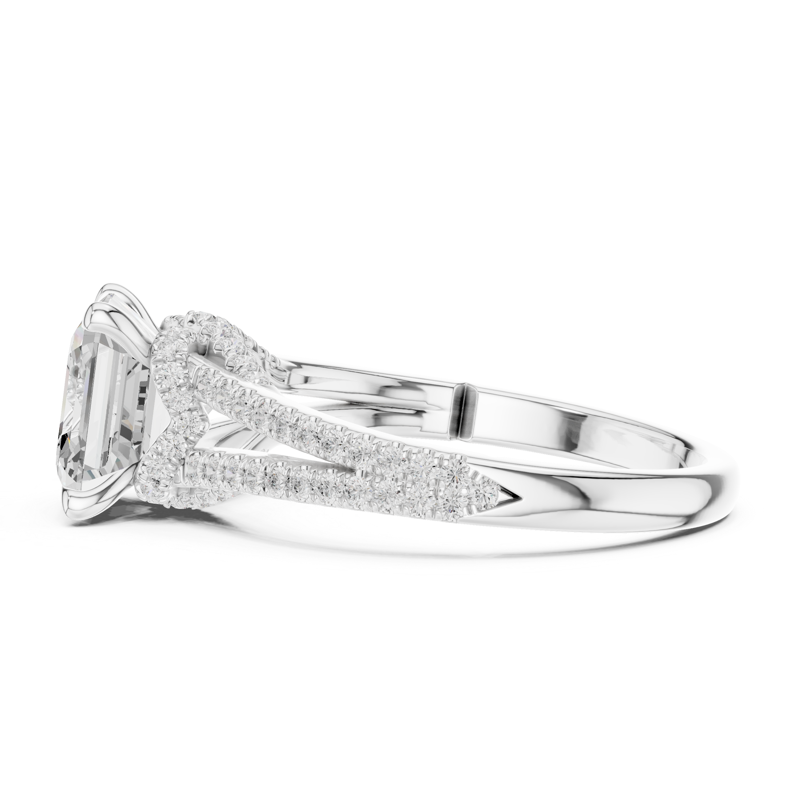 Gold 2 5Ct Asscher Pave Split Shank Lab Grown Diamond Zoraya Ring