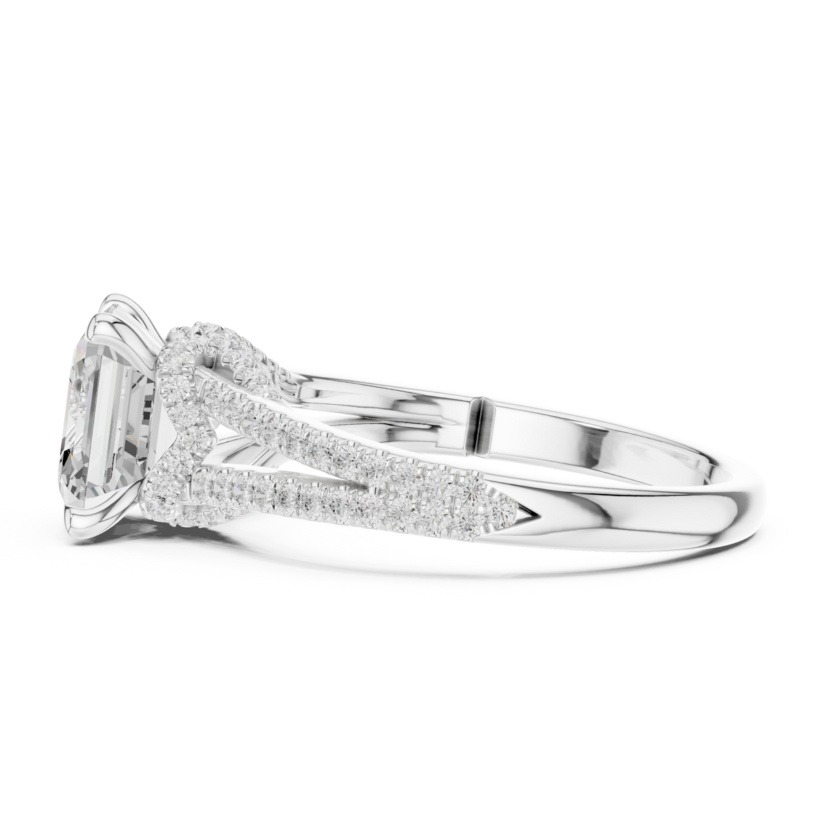 Gold 2 5Ct Asscher Pave Split Shank Lab Grown Diamond Zoraya Ring
