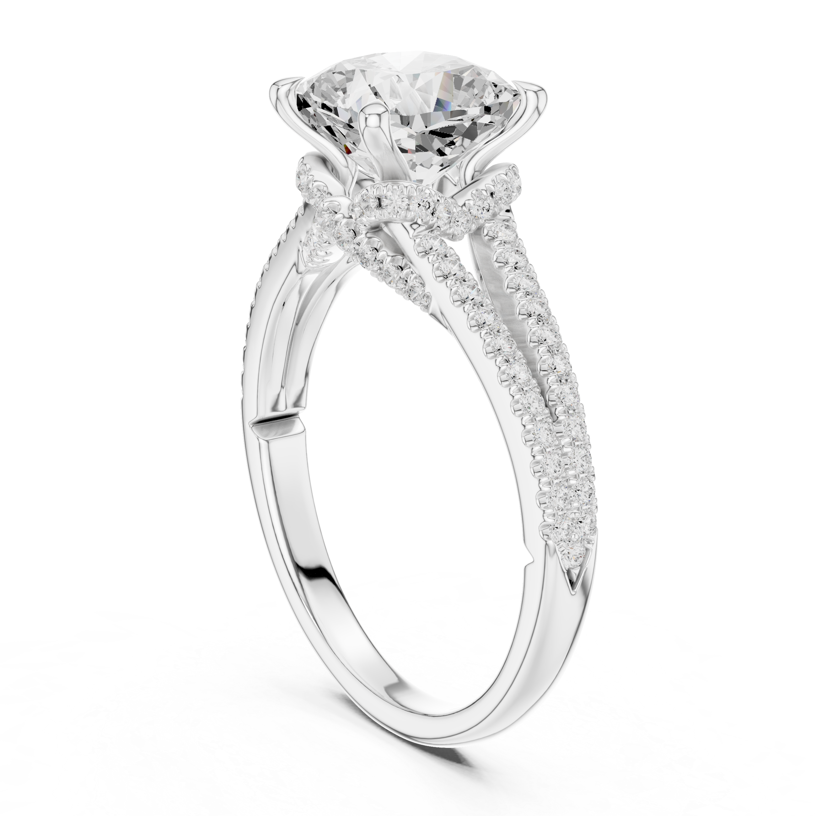 Gold 2 5Ct Cushion Pave Split Shank Lab Grown Diamond Aurelia Ring