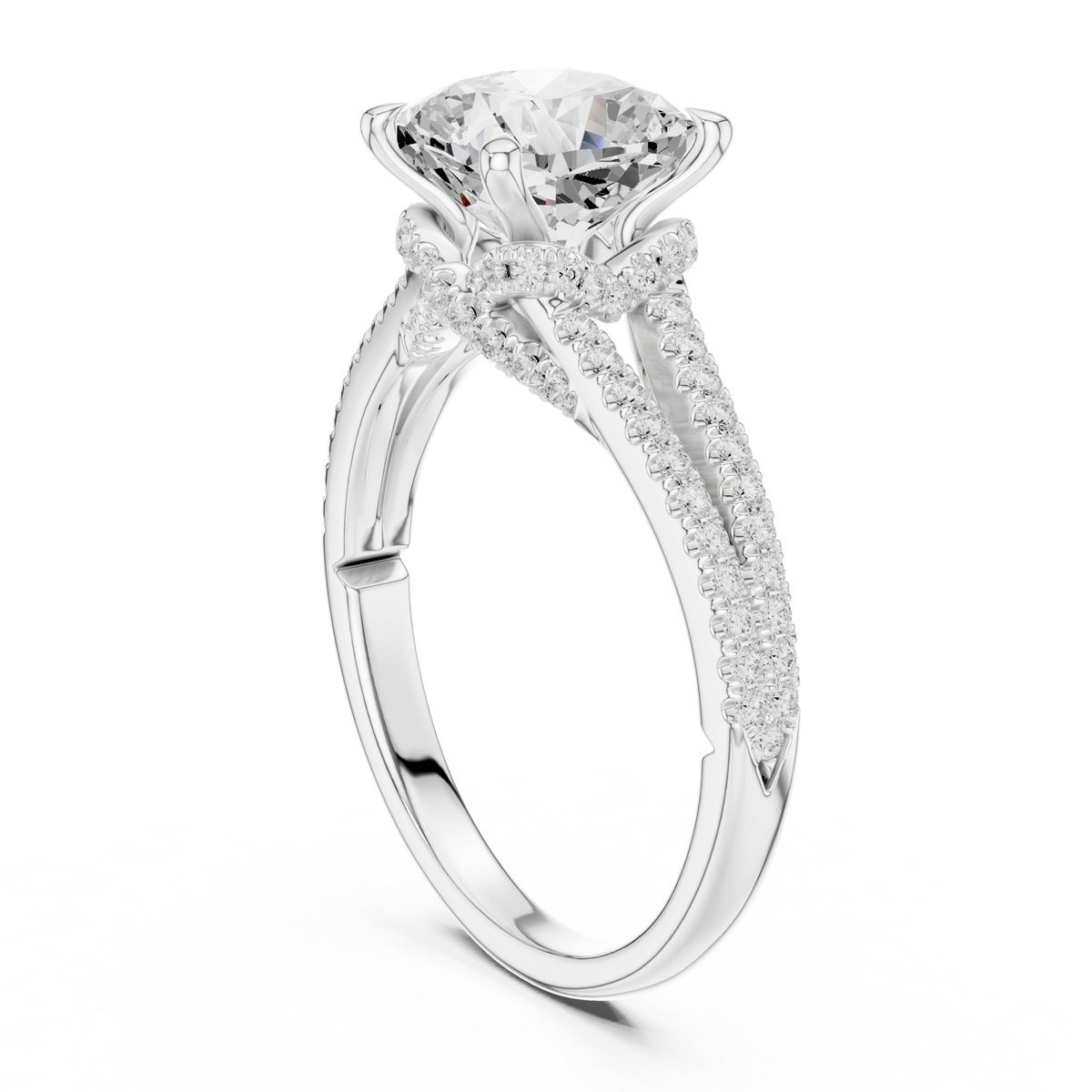 Gold 2 5Ct Cushion Pave Split Shank Lab Grown Diamond Aurelia Ring