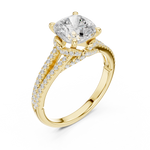 Gold 2 5Ct Cushion Pave Split Shank Lab Grown Diamond Aurelia Ring