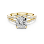 Gold 2 5Ct Cushion Pave Split Shank Lab Grown Diamond Aurelia Ring