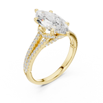 Gold 2 5Ct Marquise Cut Pave Split Shank Lab Grown Diamond Raveira Ring