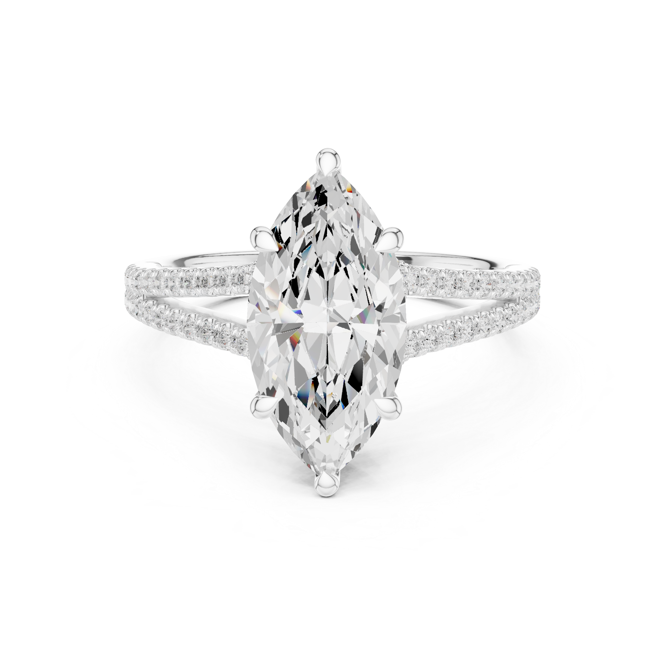 Gold 2 5Ct Marquise Cut Pave Split Shank Lab Grown Diamond Raveira Ring