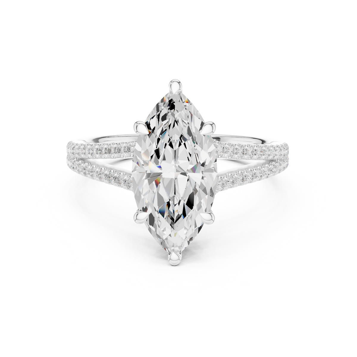 Gold 2 5Ct Marquise Cut Pave Split Shank Lab Grown Diamond Raveira Ring