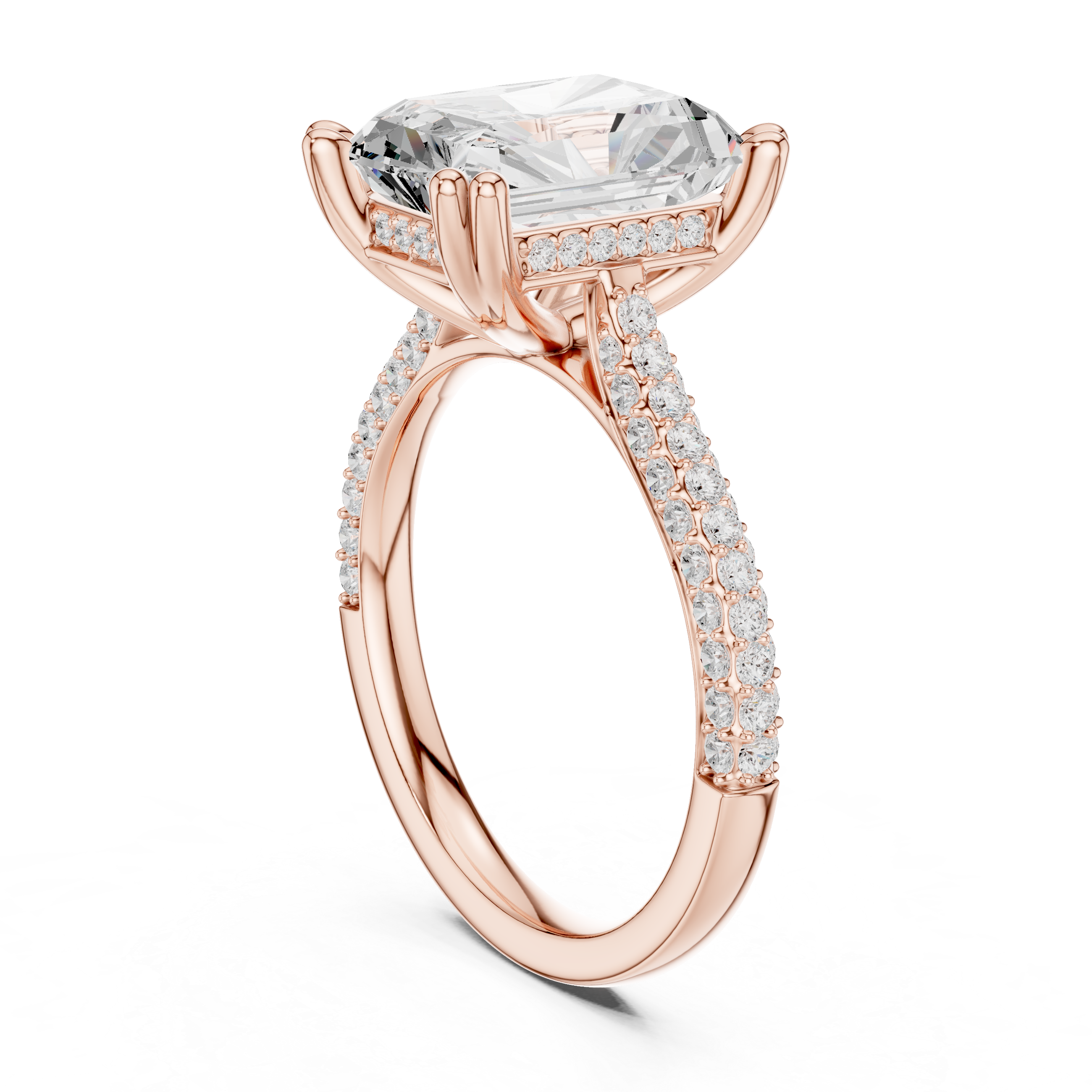 Gold 4Ct Radiant Cluster Pave Lab Grown Diamond Calenya Ring