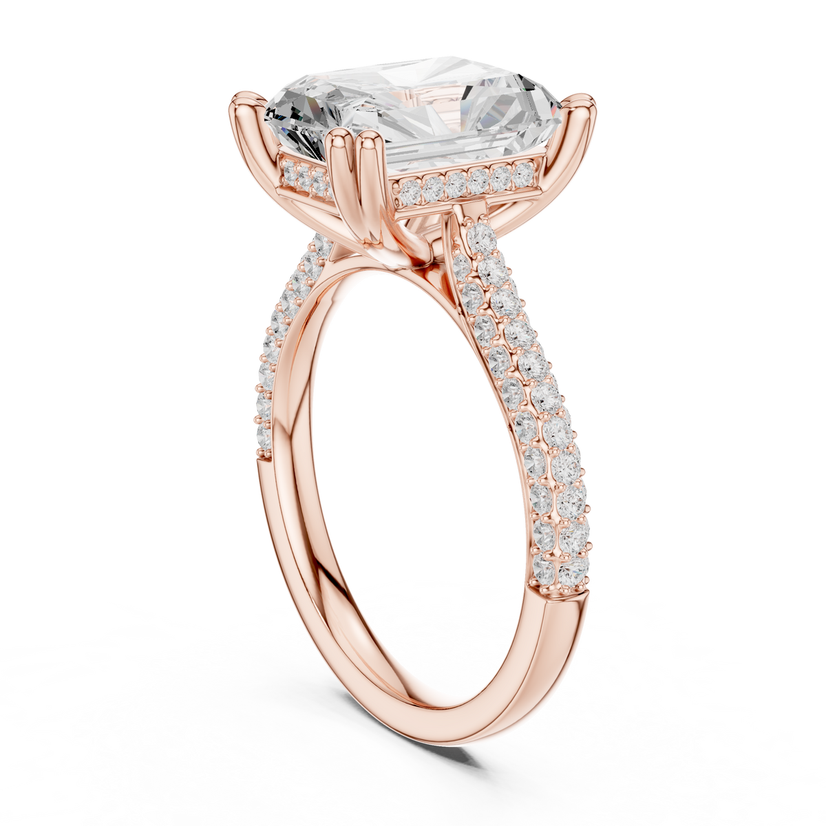 Gold 4Ct Radiant Cluster Pave Lab Grown Diamond Calenya Ring
