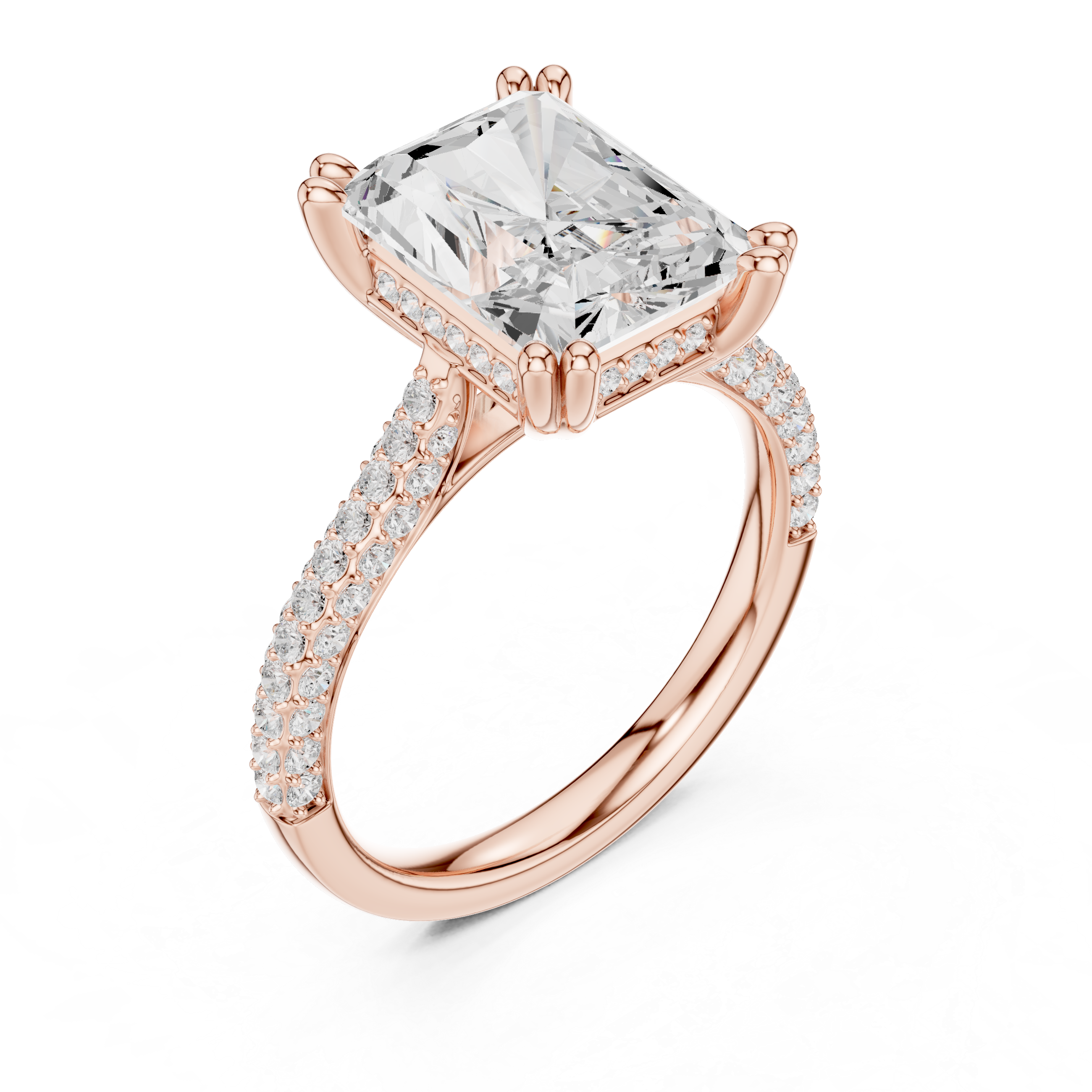 Gold 4Ct Radiant Cluster Pave Lab Grown Diamond Calenya Ring