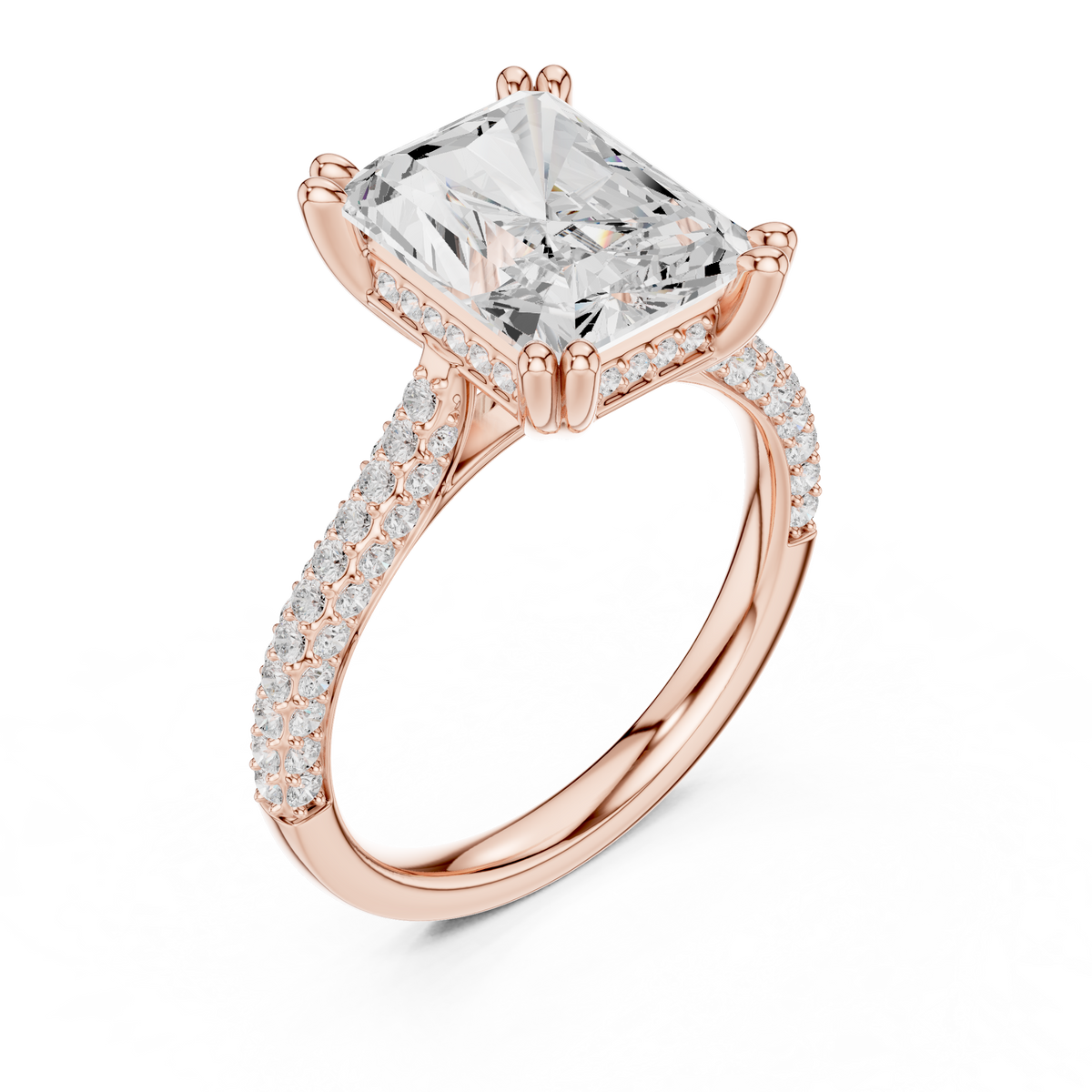 Gold 4Ct Radiant Cluster Pave Lab Grown Diamond Calenya Ring