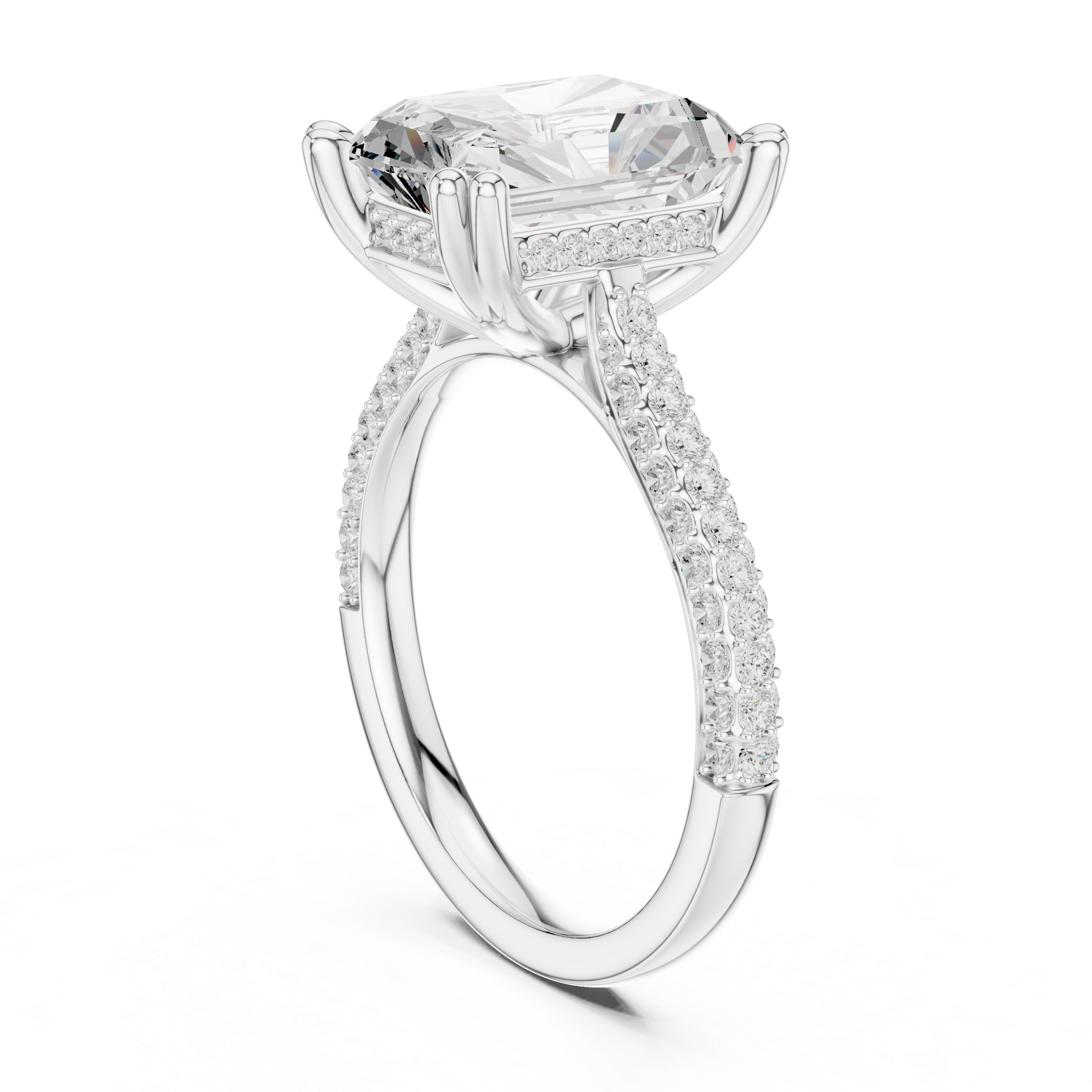 Gold 4Ct Radiant Cluster Pave Lab Grown Diamond Calenya Ring
