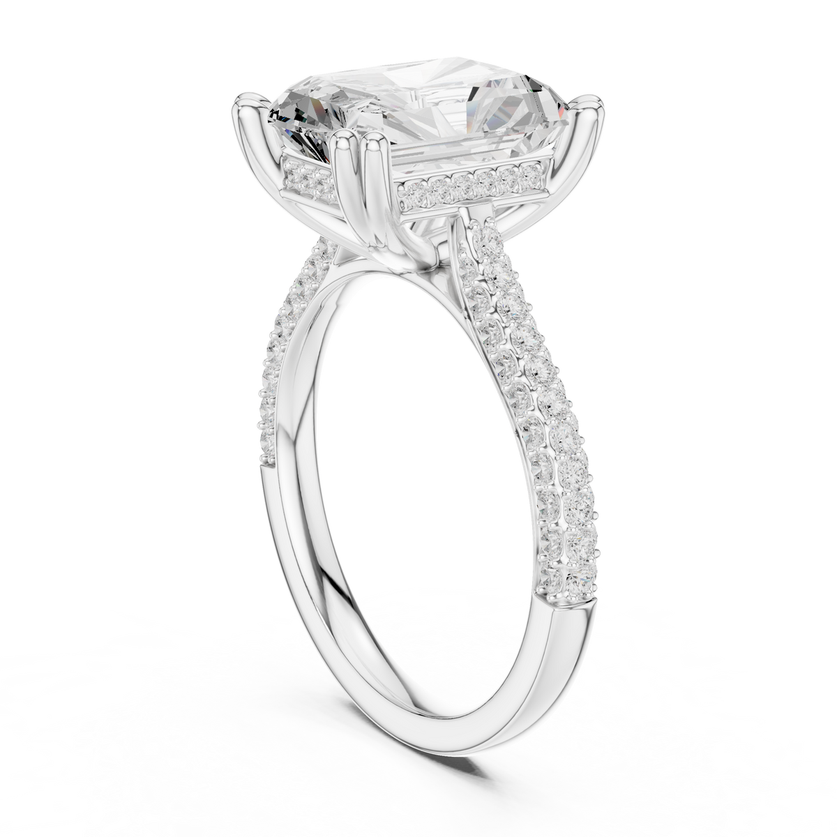 Gold 4Ct Radiant Cluster Pave Lab Grown Diamond Calenya Ring