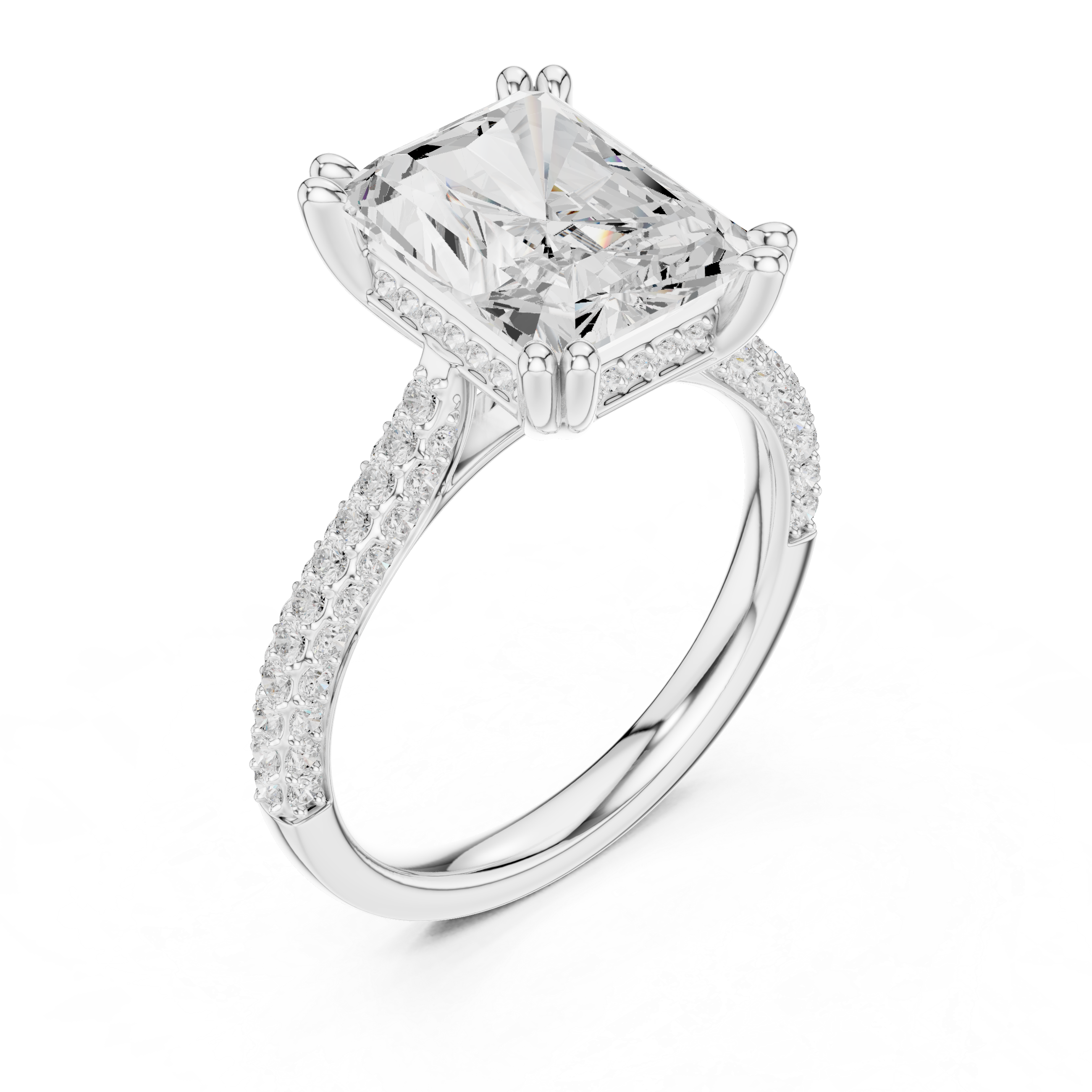 Gold 4Ct Radiant Cluster Pave Lab Grown Diamond Calenya Ring
