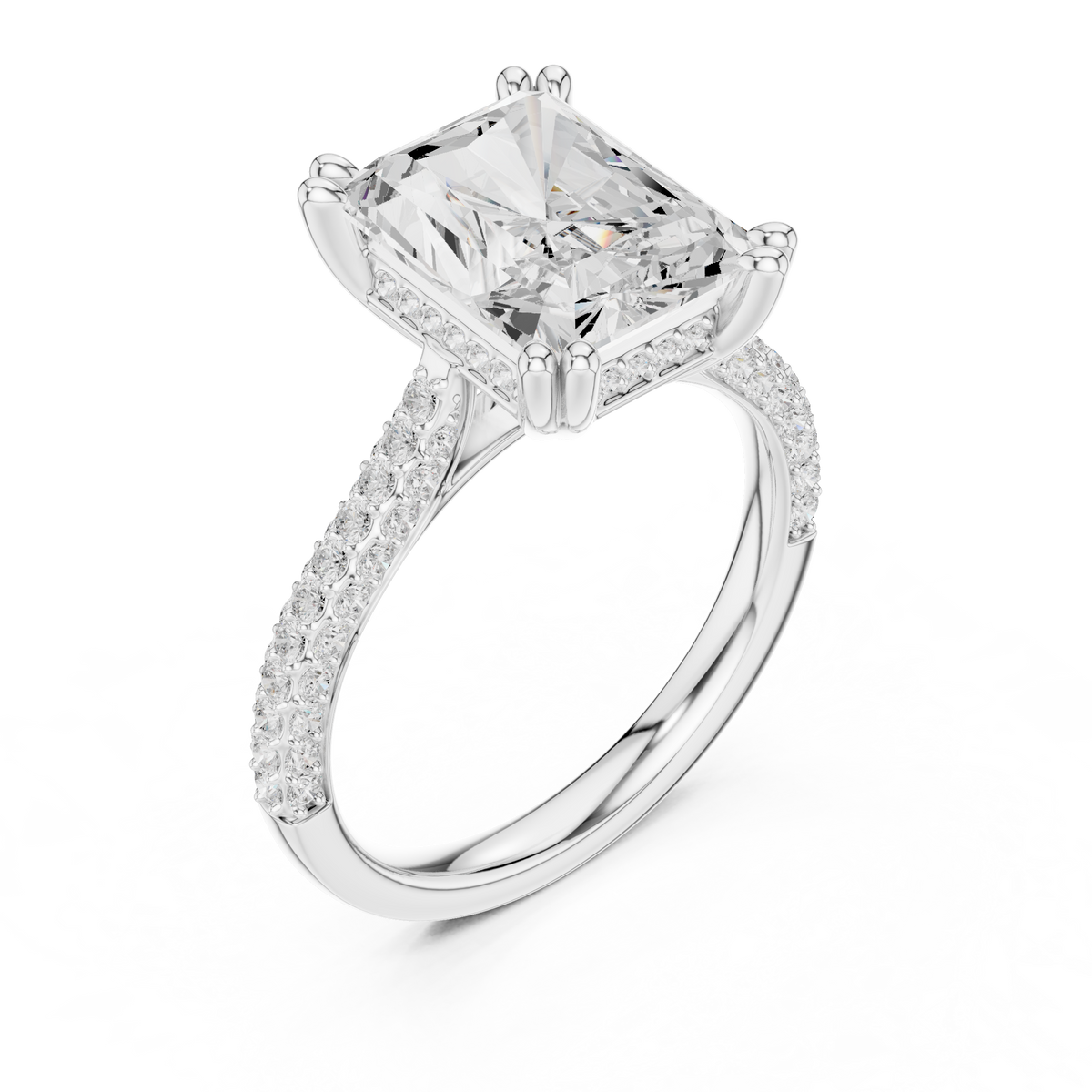 Gold 4Ct Radiant Cluster Pave Lab Grown Diamond Calenya Ring