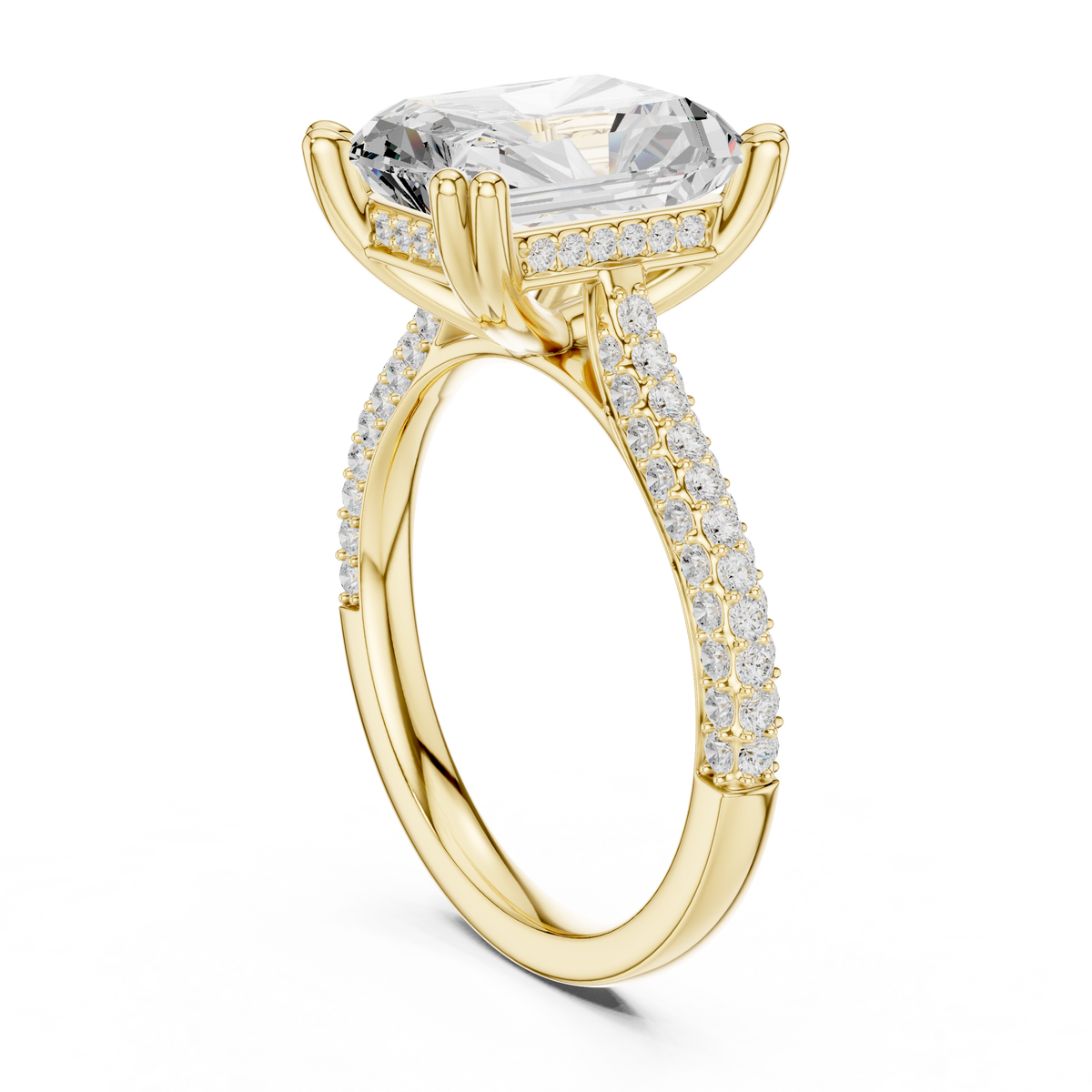 Gold 4Ct Radiant Cluster Pave Lab Grown Diamond Calenya Ring