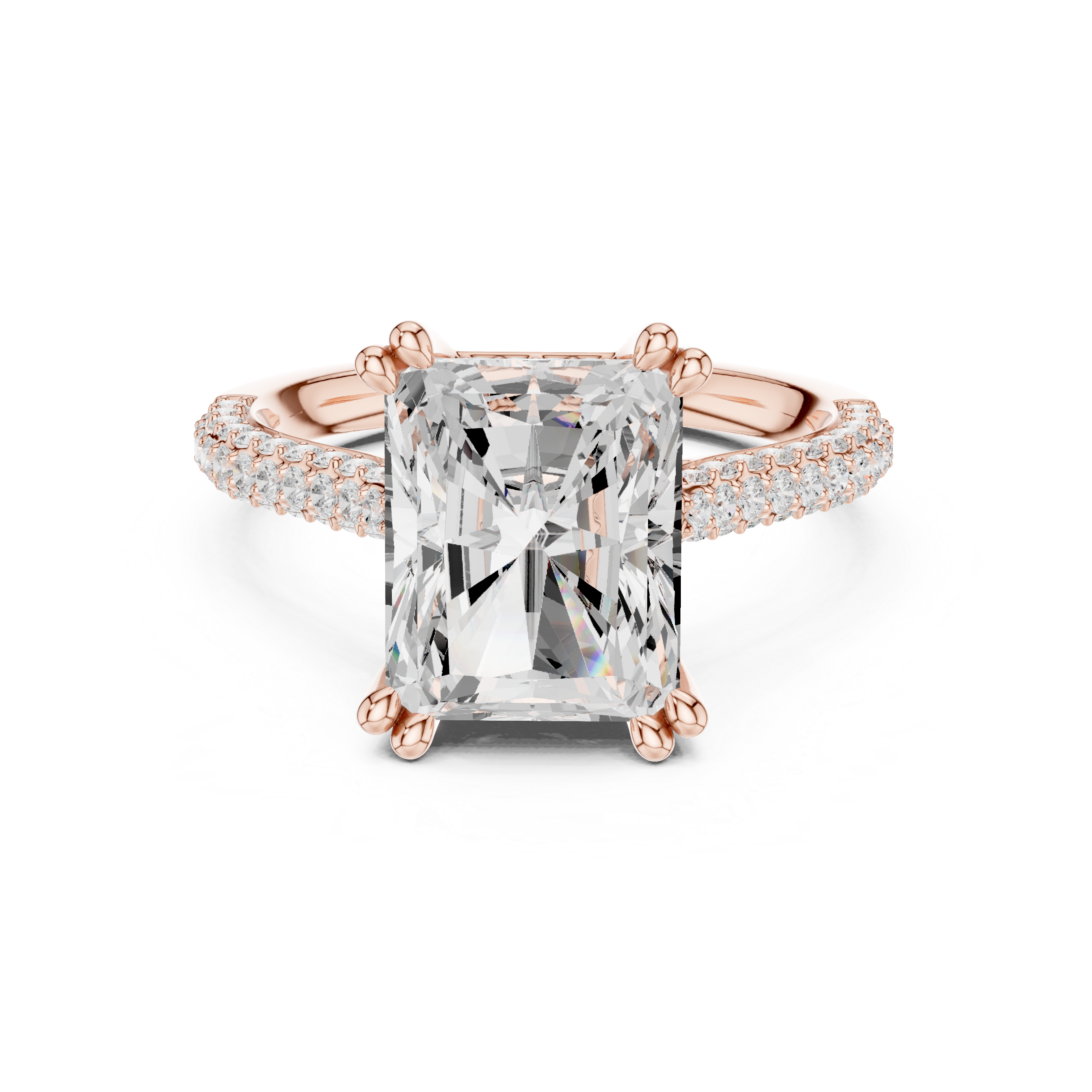 Gold 4Ct Radiant Cluster Pave Lab Grown Diamond Calenya Ring