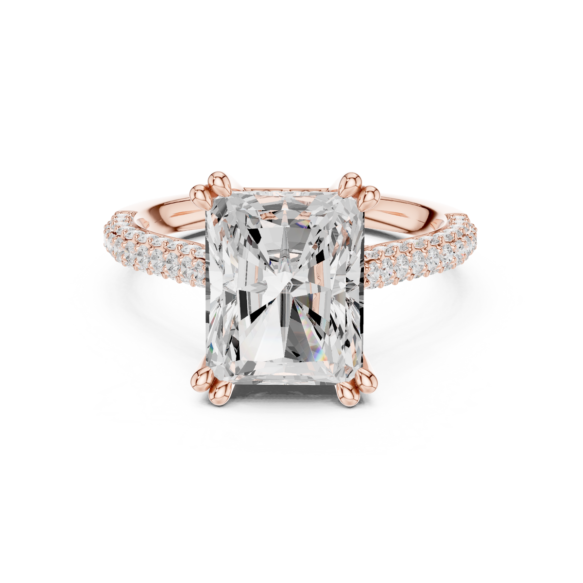 Gold 4Ct Radiant Cluster Pave Lab Grown Diamond Calenya Ring