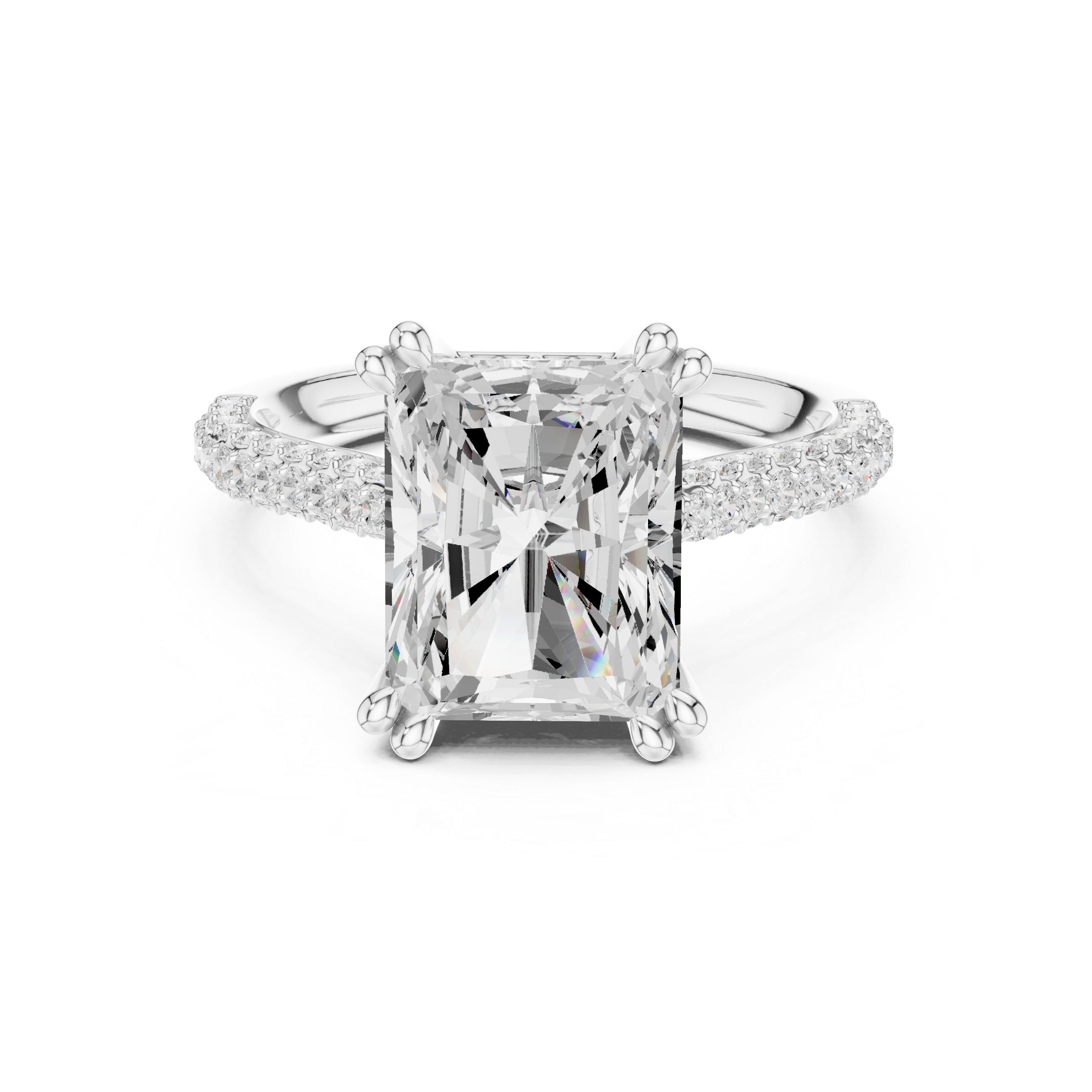Gold 4Ct Radiant Cluster Pave Lab Grown Diamond Calenya Ring