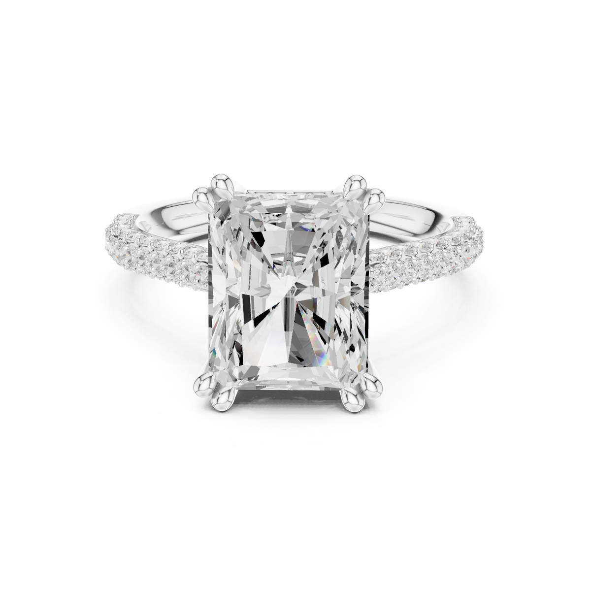 Gold 4Ct Radiant Cluster Pave Lab Grown Diamond Calenya Ring