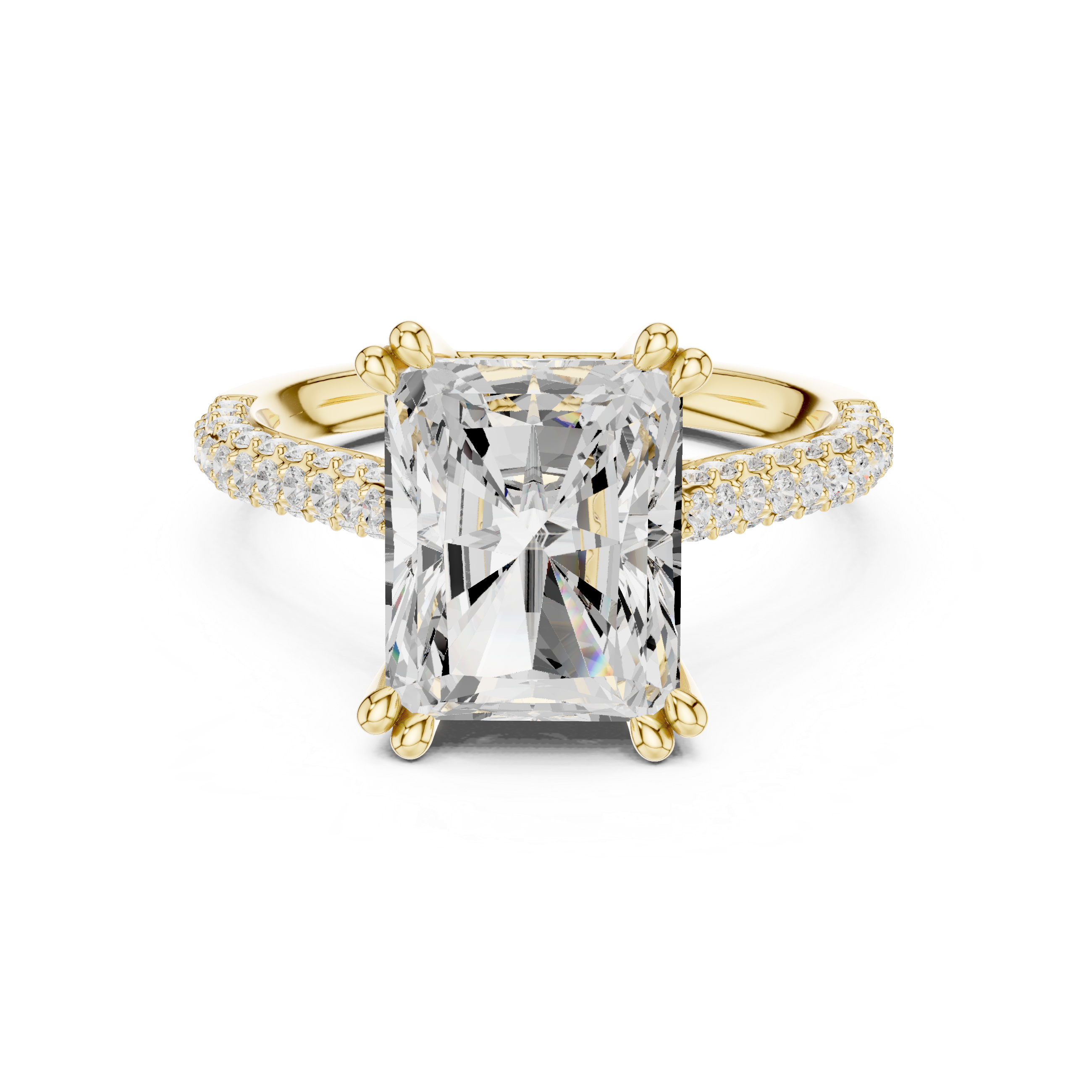 Gold 4Ct Radiant Cluster Pave Lab Grown Diamond Calenya Ring