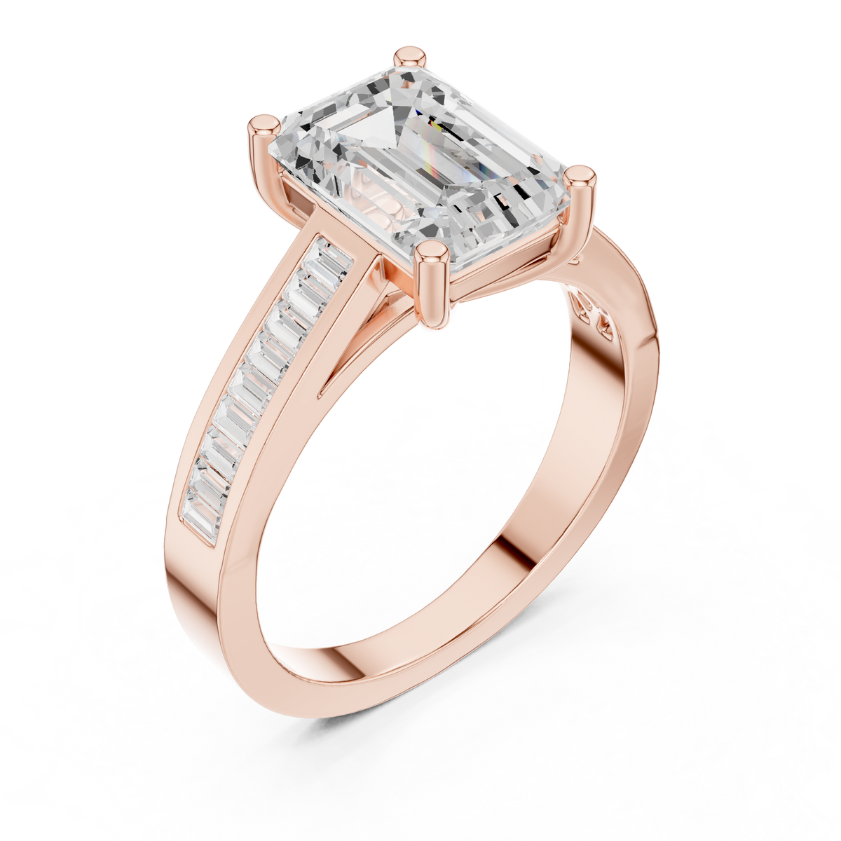 Gold 3Ct Baguette Channel Lab Grown Diamond Zelva Ring