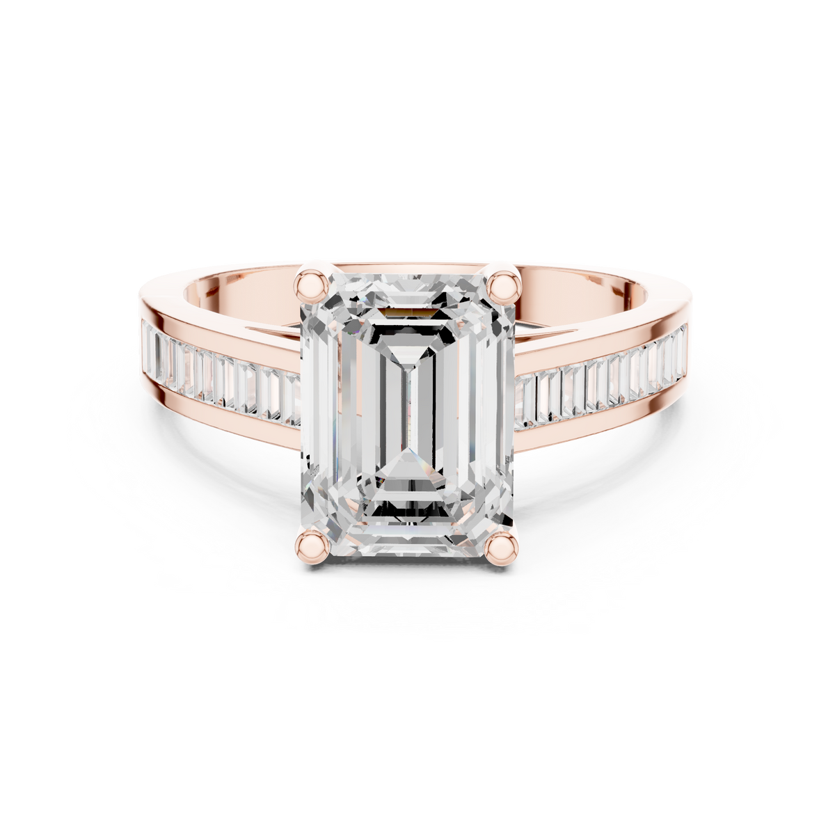 Gold 3Ct Baguette Channel Lab Grown Diamond Zelva Ring