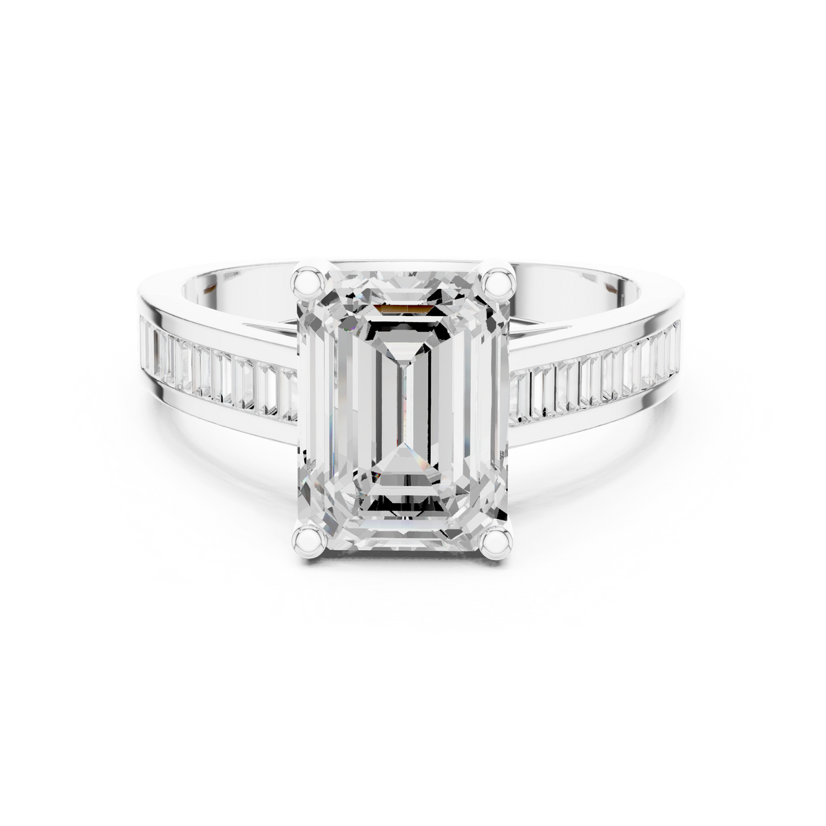 Gold 3Ct Baguette Channel Lab Grown Diamond Zelva Ring
