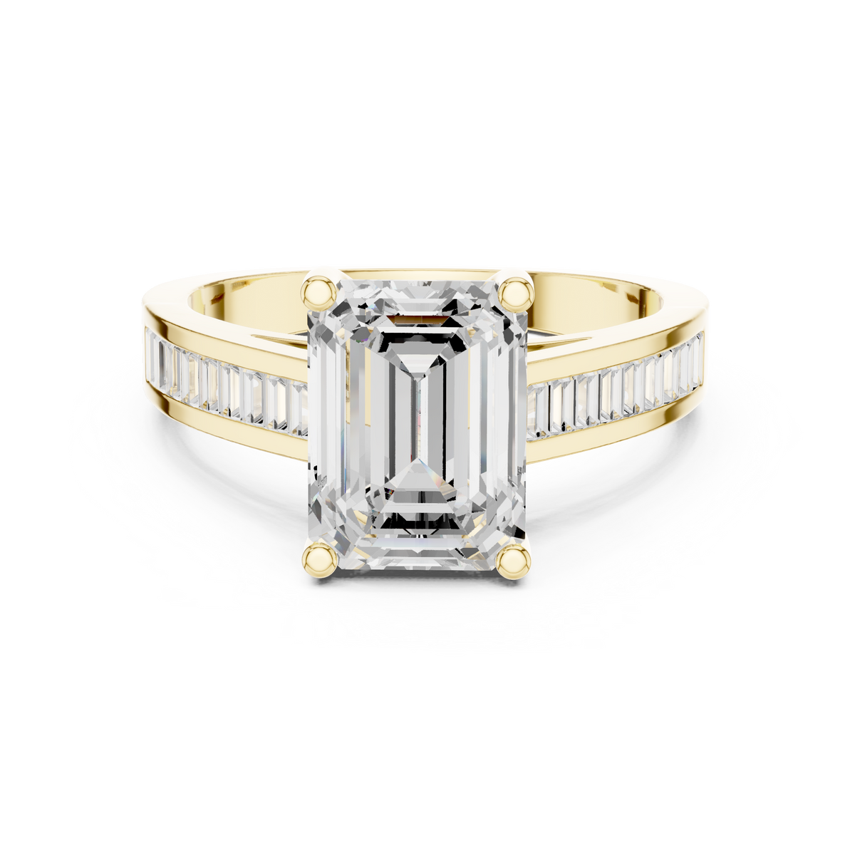 Gold 3Ct Baguette Channel Lab Grown Diamond Zelva Ring
