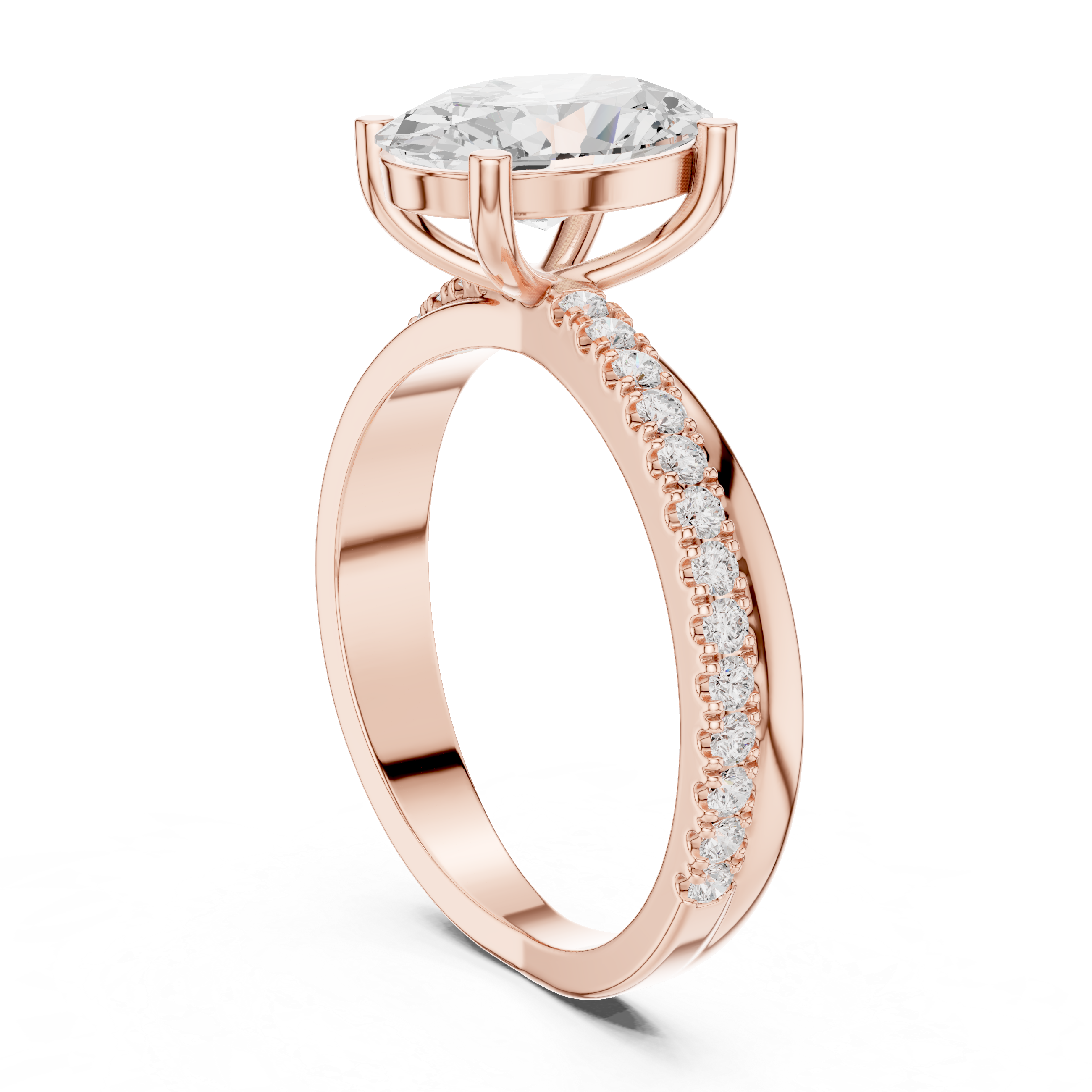 Gold 2 50Ct Oval Solitaire Pave Lab Grown Diamond Avelor Ring