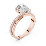 Gold 2 50Ct Oval Solitaire Pave Lab Grown Diamond Avelor Ring