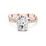 Gold 2 50Ct Oval Solitaire Pave Lab Grown Diamond Avelor Ring