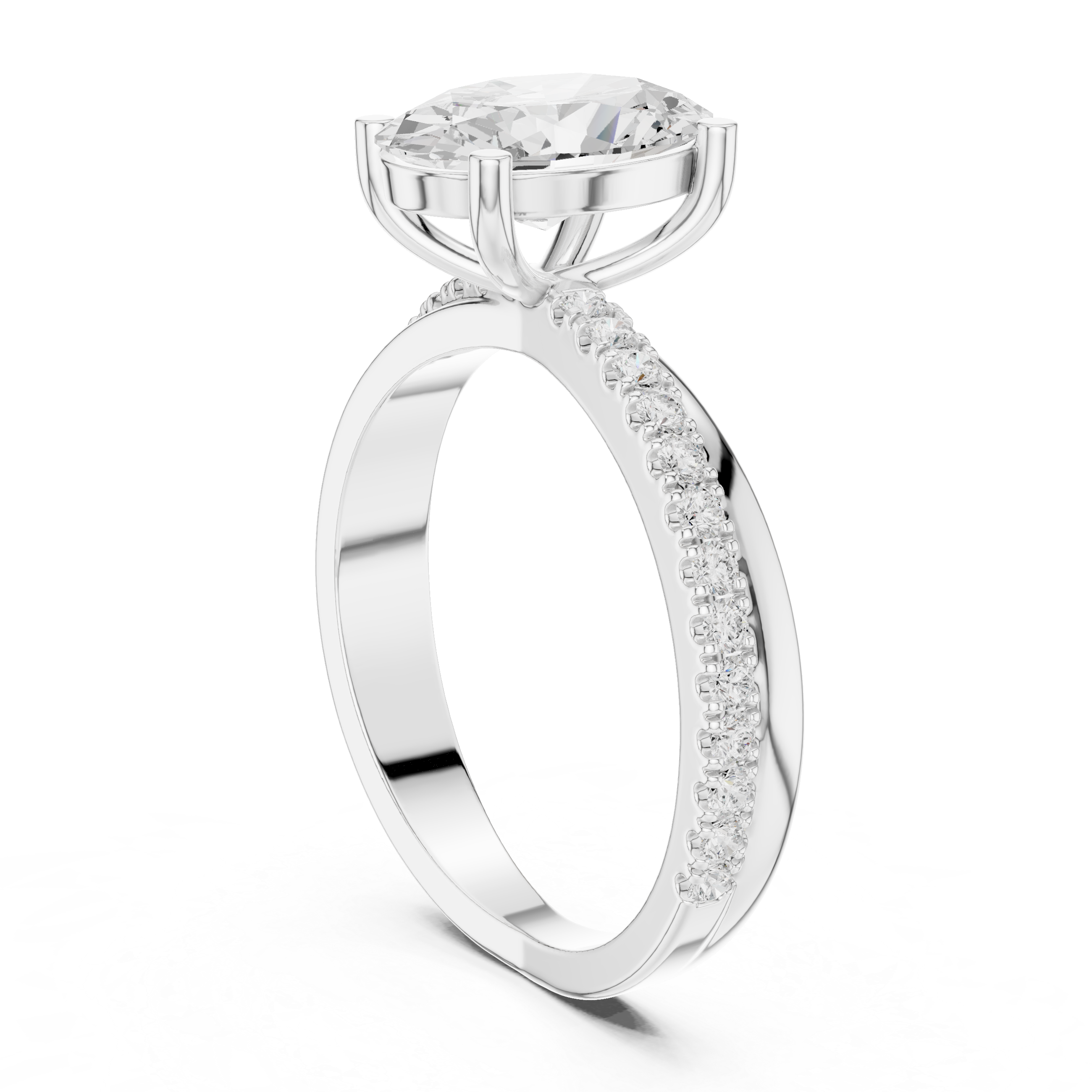 Gold 2 50Ct Oval Solitaire Pave Lab Grown Diamond Avelor Ring