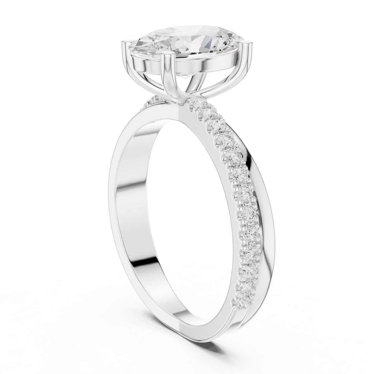 Gold 2 50Ct Oval Solitaire Pave Lab Grown Diamond Avelor Ring