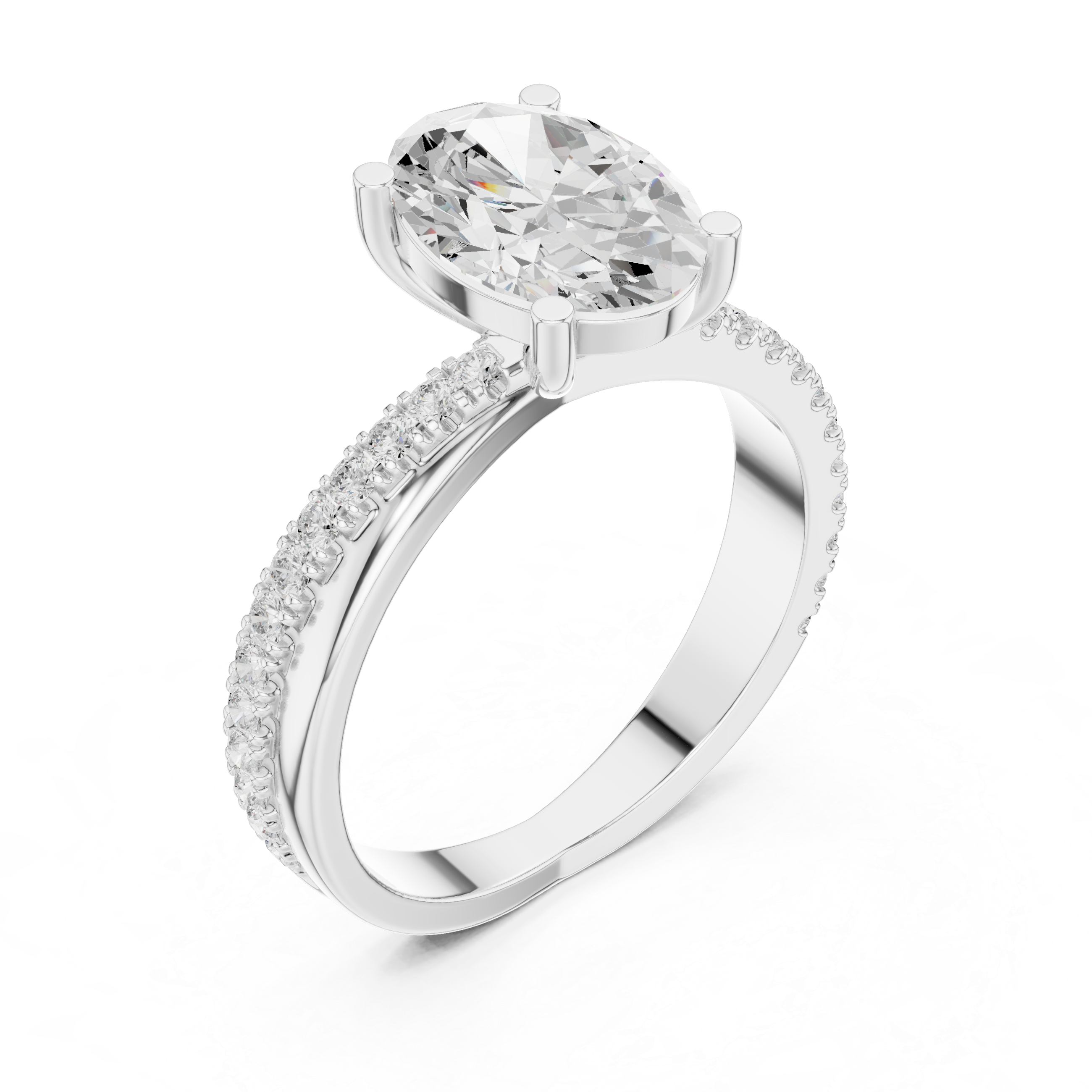 Gold 2 50Ct Oval Solitaire Pave Lab Grown Diamond Avelor Ring