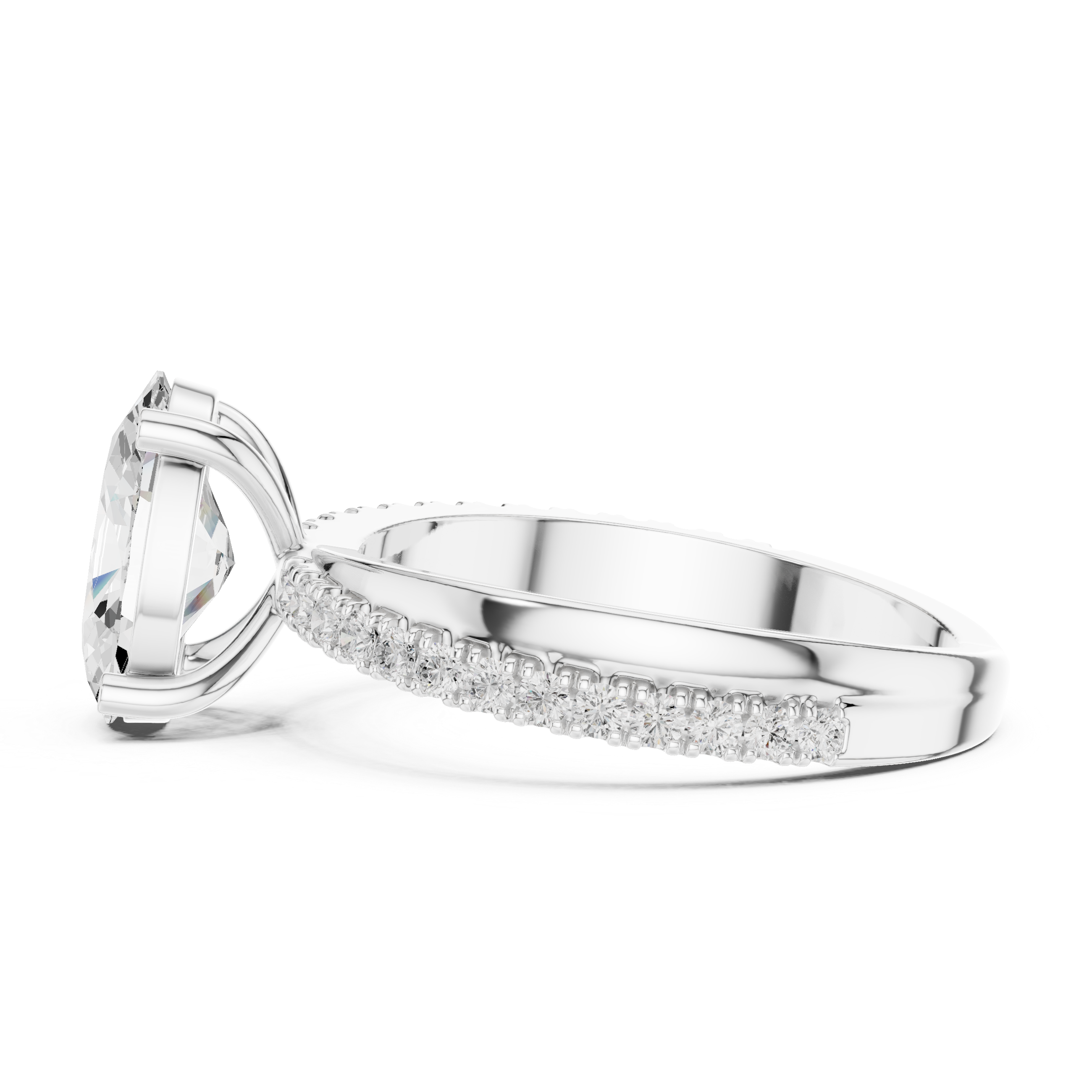 Gold 2 50Ct Oval Solitaire Pave Lab Grown Diamond Avelor Ring