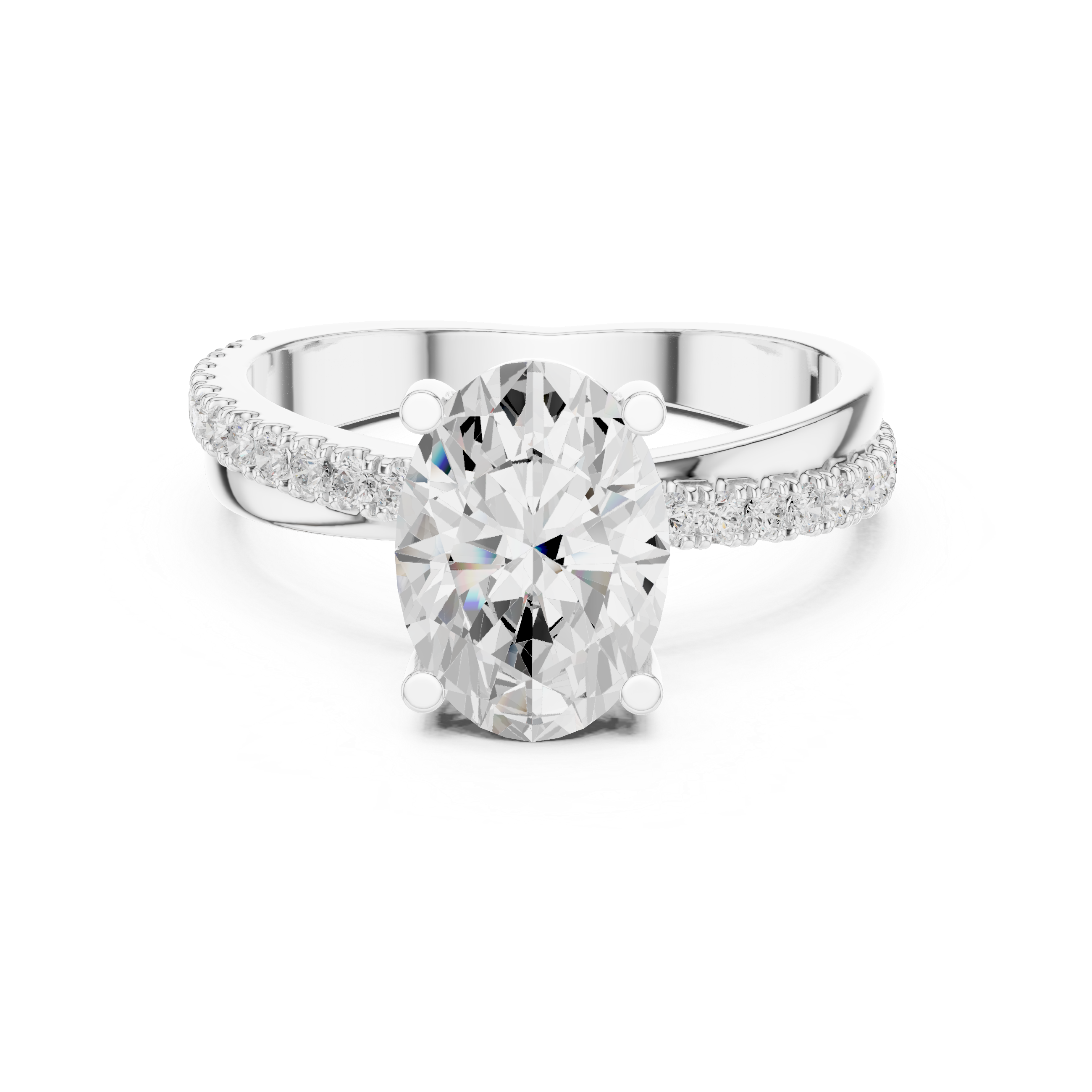 Gold 2 50Ct Oval Solitaire Pave Lab Grown Diamond Avelor Ring
